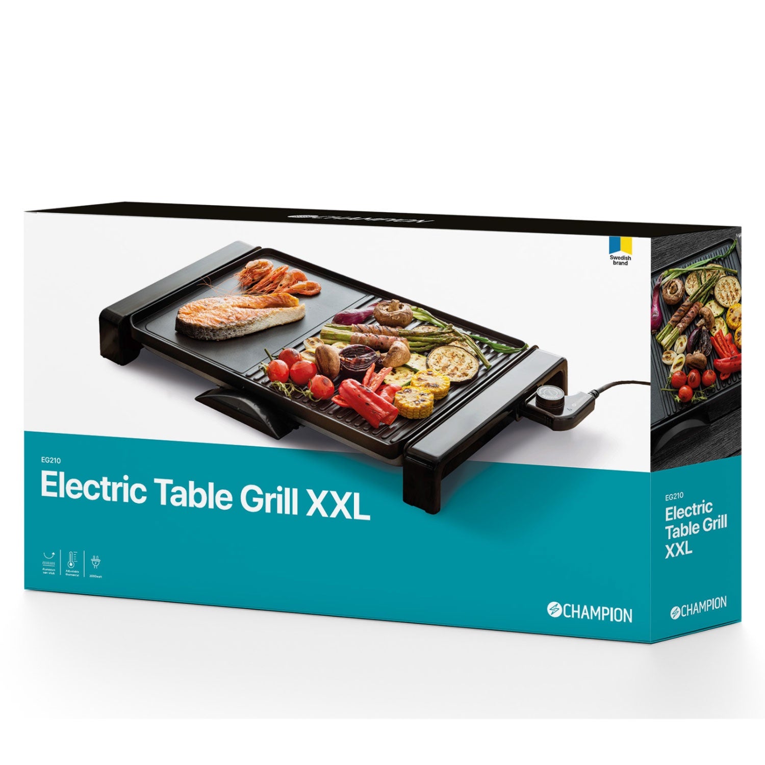 Electric Table Grill XXL 47x32cm 2000W EG210 Black