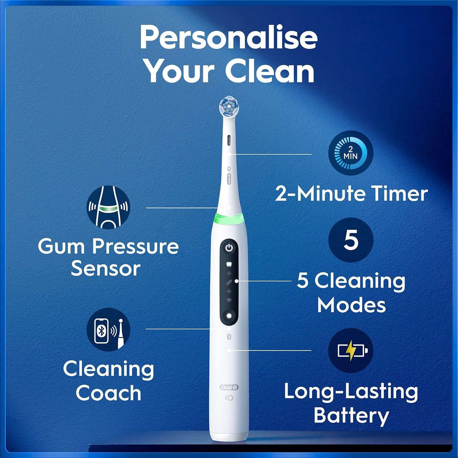 Electric Toothbrush with 5 Modes, Micro-Vibrations, White