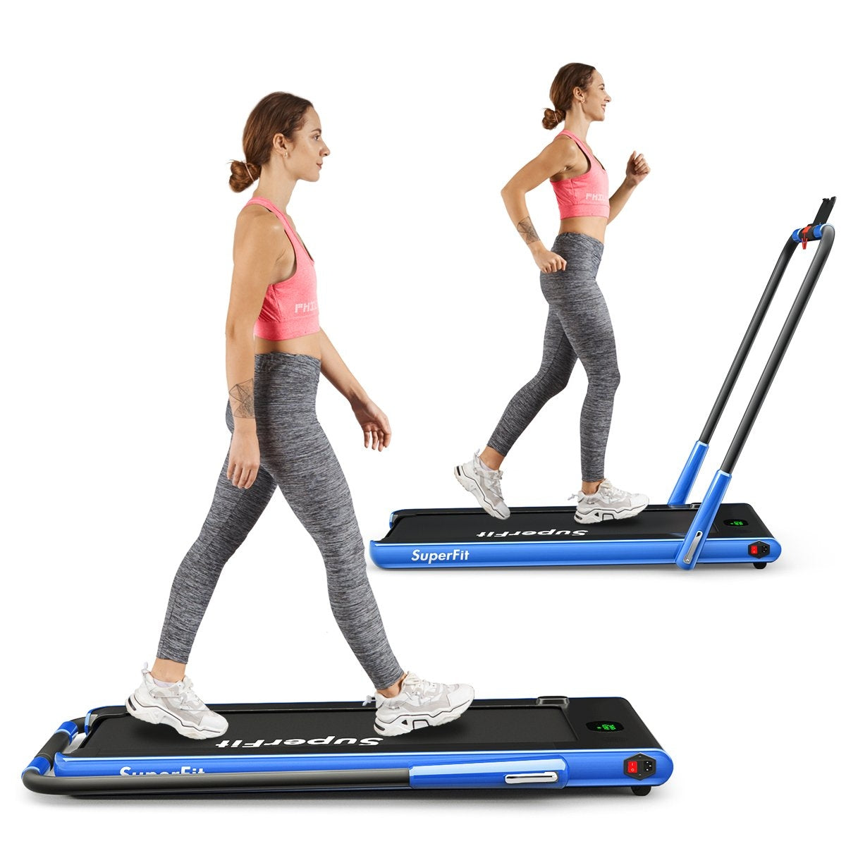 Electric Treadmill 1-12km/h LED Display Foldable Exercise Bike Fitness Machine 120kg Navy