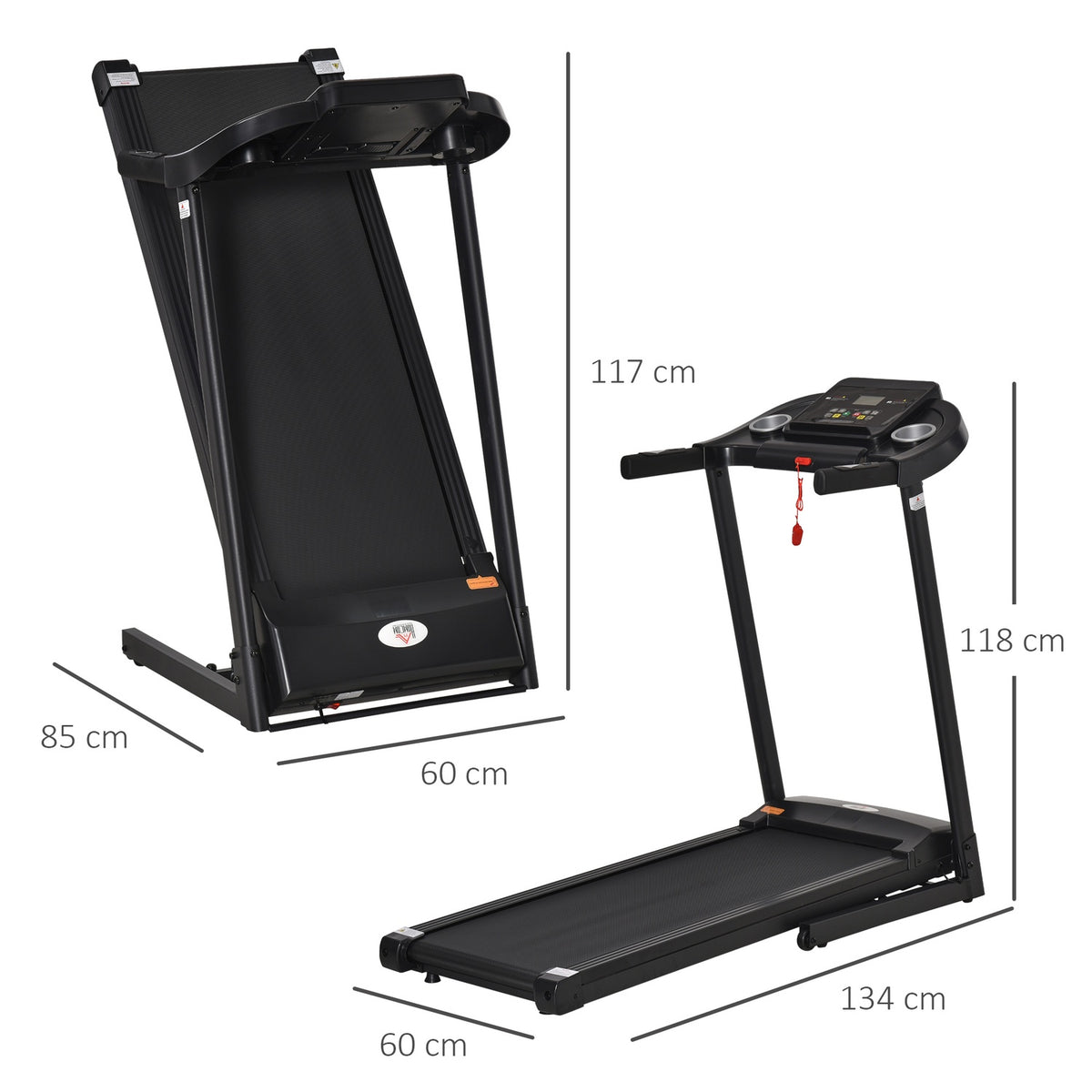 Electric Treadmill Foldable With 12 Programs, Led Display, Cup Holder & Mobile Phone Holder, For Home Gym