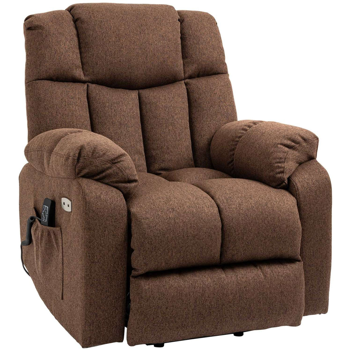 Electric Tv Chair With Stand Up Relax Chair With Remote Control With Power Cord 58W Brown Steel Polyester 92 X 95 X 107 Cm