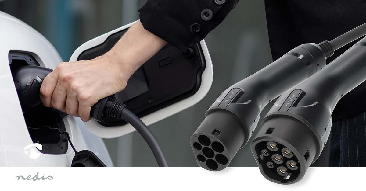 Electric Vehicle Cable | Cable Type 2 | 16 A | 11000 W | 3-Phases | 5.00 m | Black | Gift Box