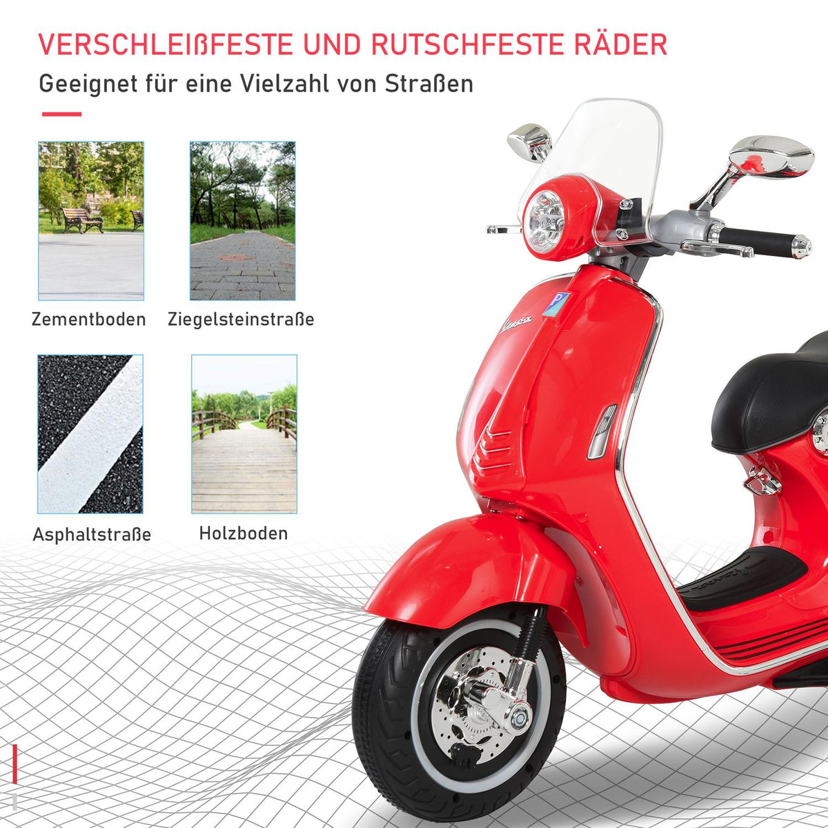 Electric Vehicle, Children'S Vehicle, Children'S Motorcycle, Electric Motorcycle With Mp3 Music Lighting, 3-6 Years, Pp, Red, 108 X 49 X 75 Cm
