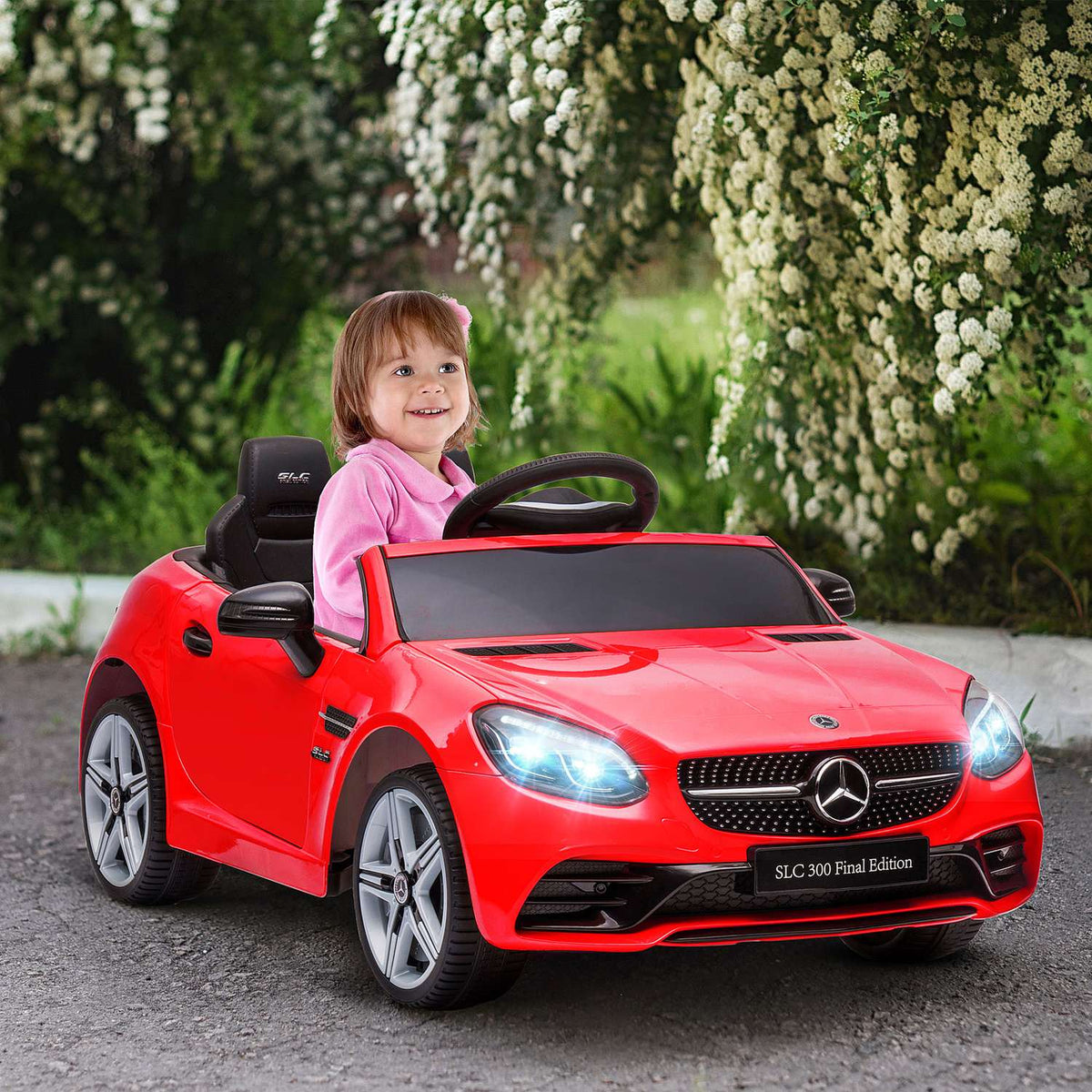 Electric children's car, with 3 speed, remote control, seat belt, music USB, LED headlights, for 3-6 years, load capacity 30 kg, red
