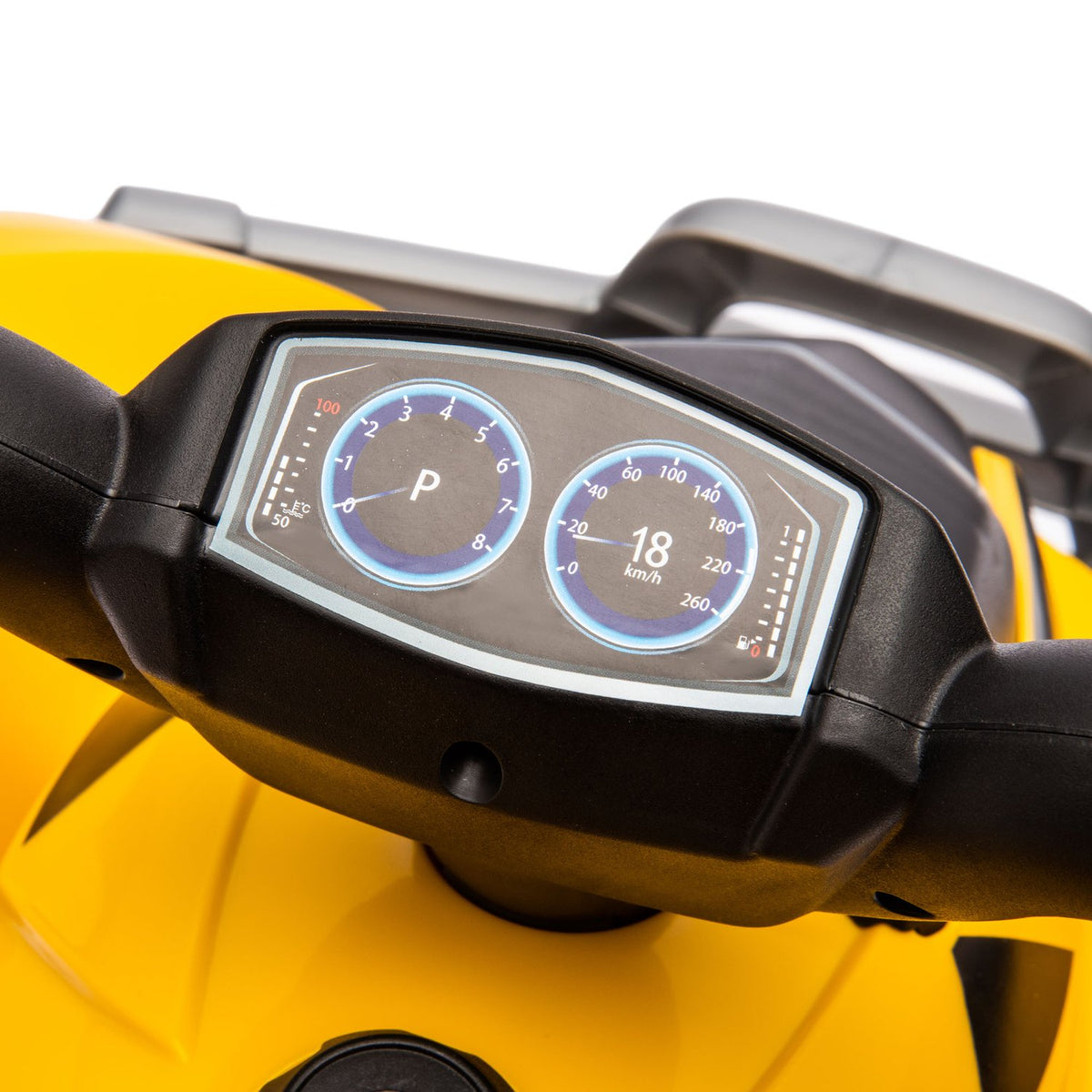 Electric children's quad, 6 V electric quad with horn & headlight, children's car with start button, 2.8 km/h, for 1.5-3 years children, yellow