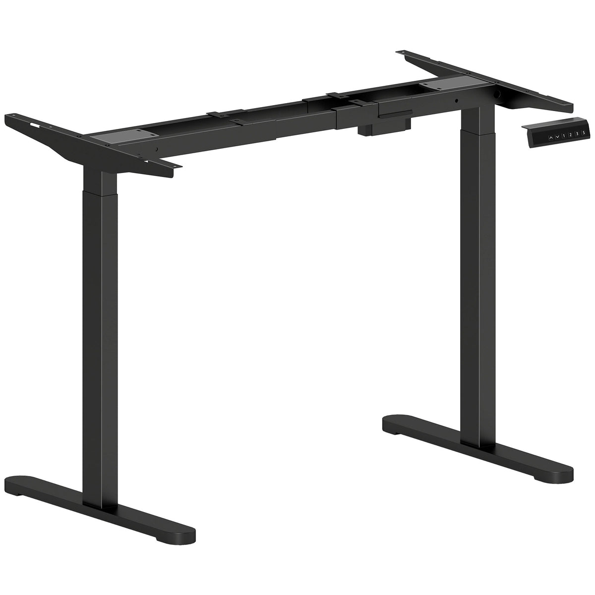 Electric desk frame, height-adjustable, with memory function, steel, black