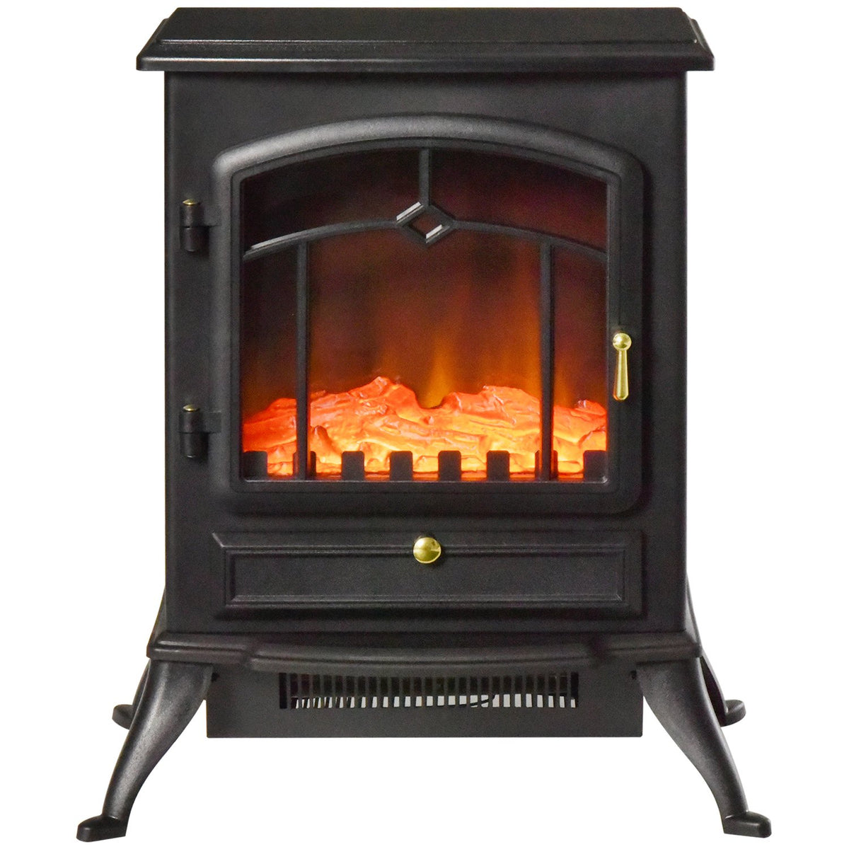 Electric fireplace stove with flame effect 1000/2000W, overheating protection, black, 45x28x54 cm, for a cozy atmosphere