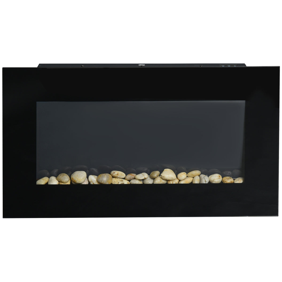 Electric fireplace with LED flame effect, 1000/2000W wall fireplace in 7 colors, electric fireplace with remote control, wall mounting, black