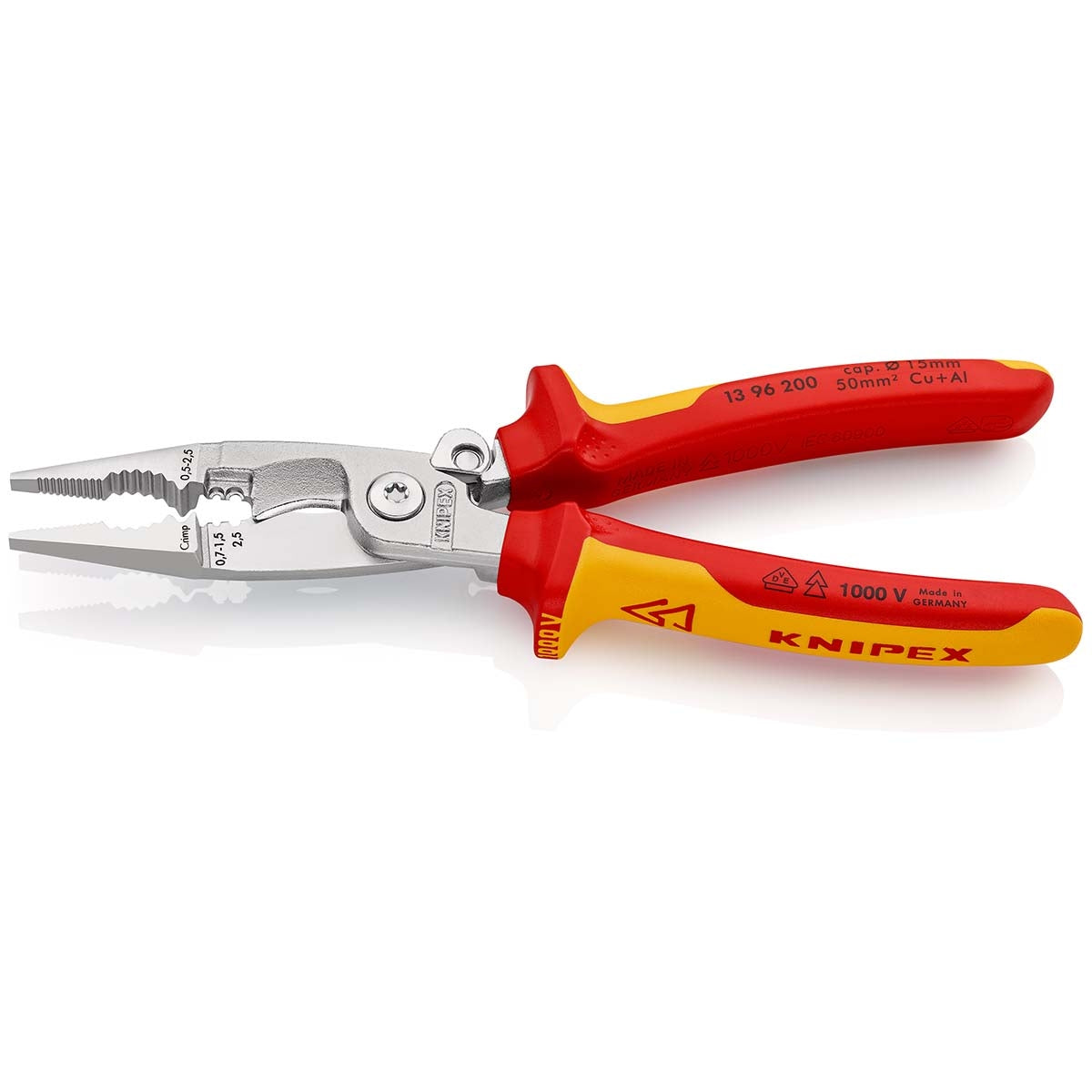 Electricians Pliers with Cable Cutter VDE:0.7...1.5 mm² 200 mm