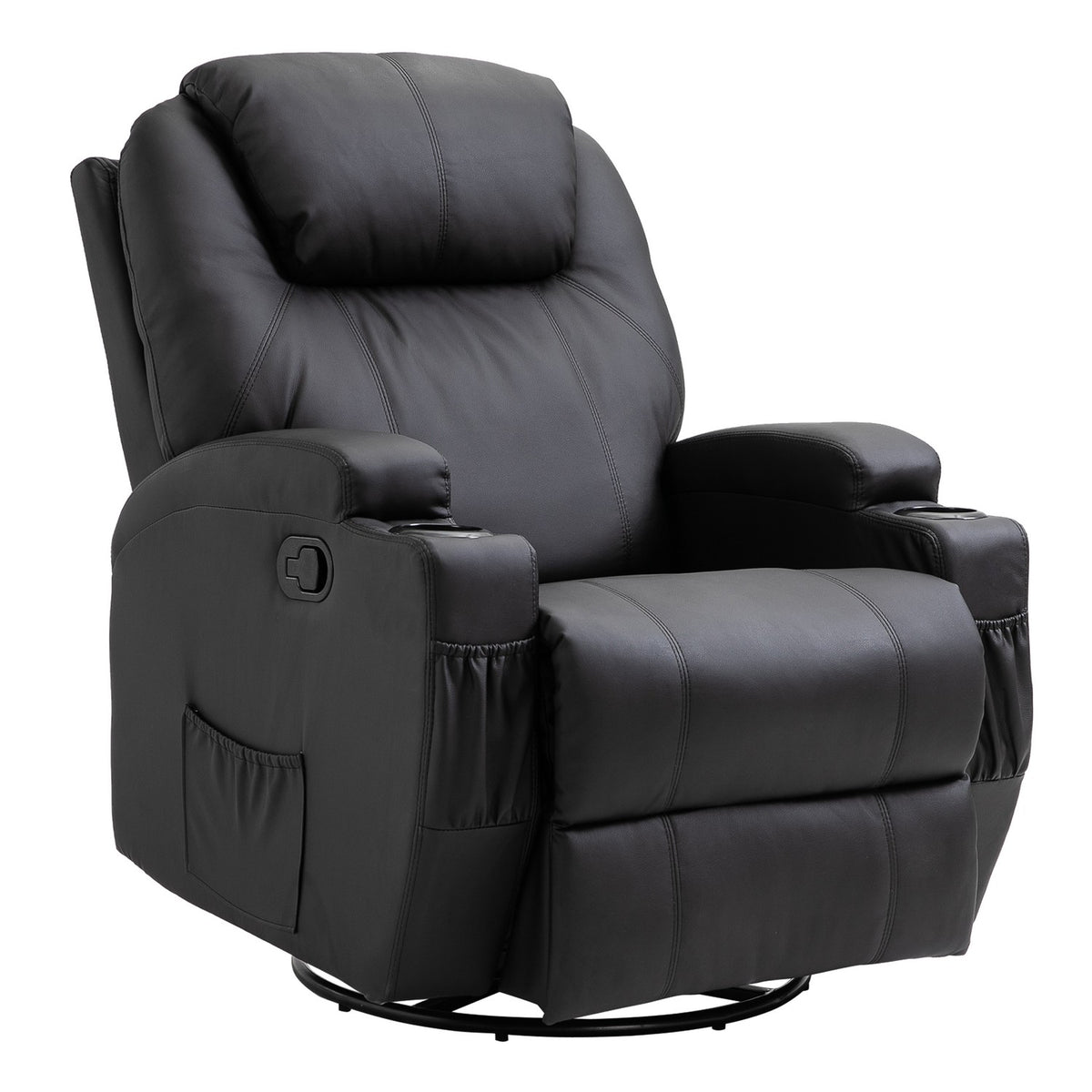 Electric massage chair, 165° tiltable, 5 massage modes, footrest, remote control, TV chair, faux leather, black, 84x92x109cm