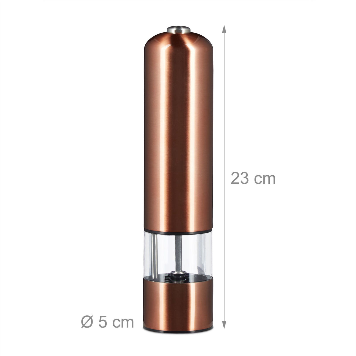 Electric pepper grinder in stainless steel