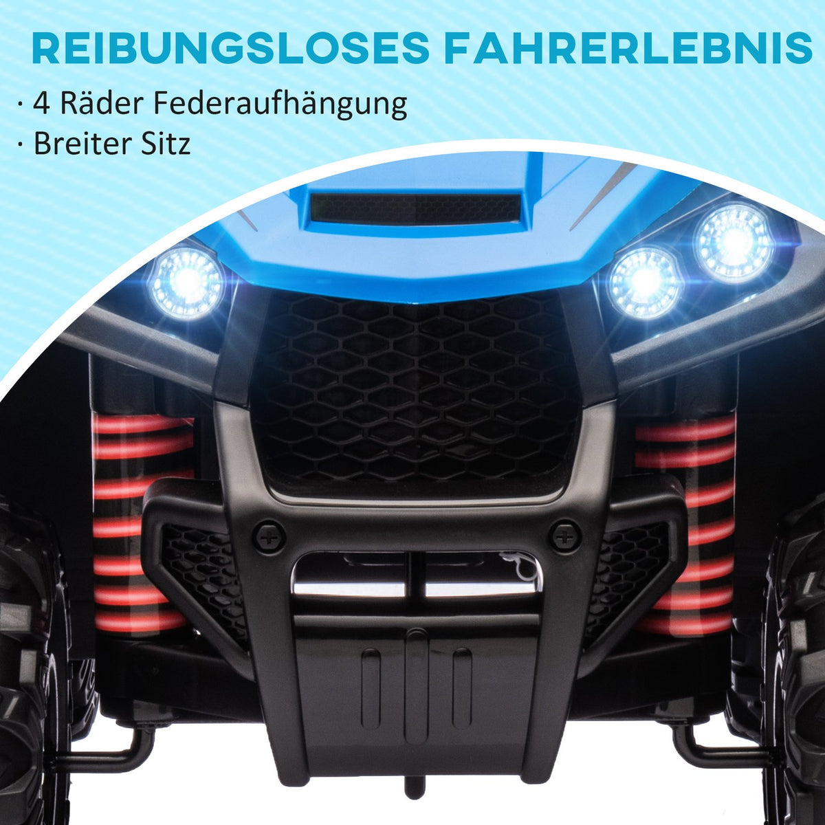 Electric quad for children 12V children's quad with 4-wheel suspension, MP3 music player, children's vehicle with headlight, forward and reverse gear, for 3-5 years children, 5 km/h, metal, blue