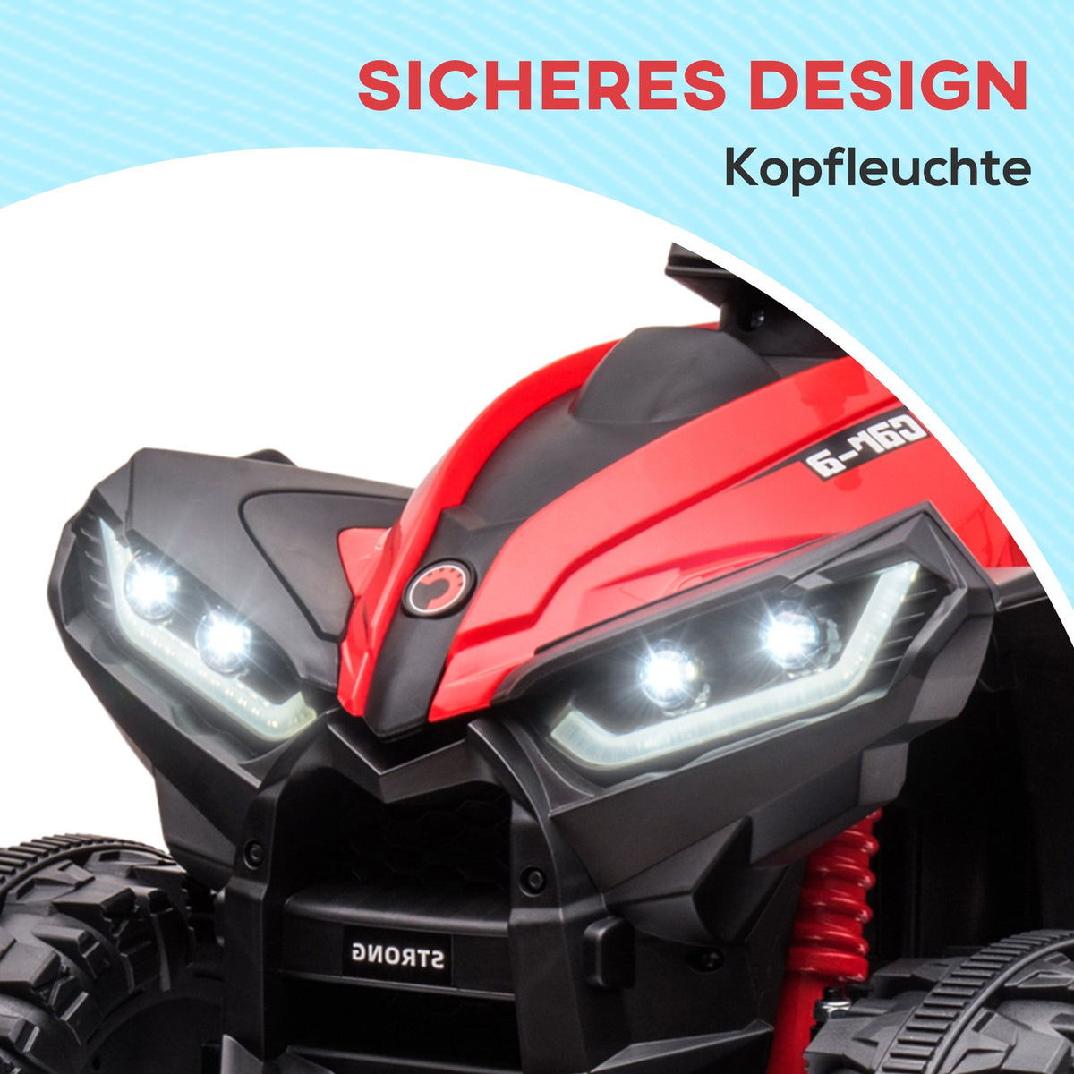 Electric quad for children, children's quad with forward, reverse function, USB port, MP3 music player, children's vehicle with 2 motors