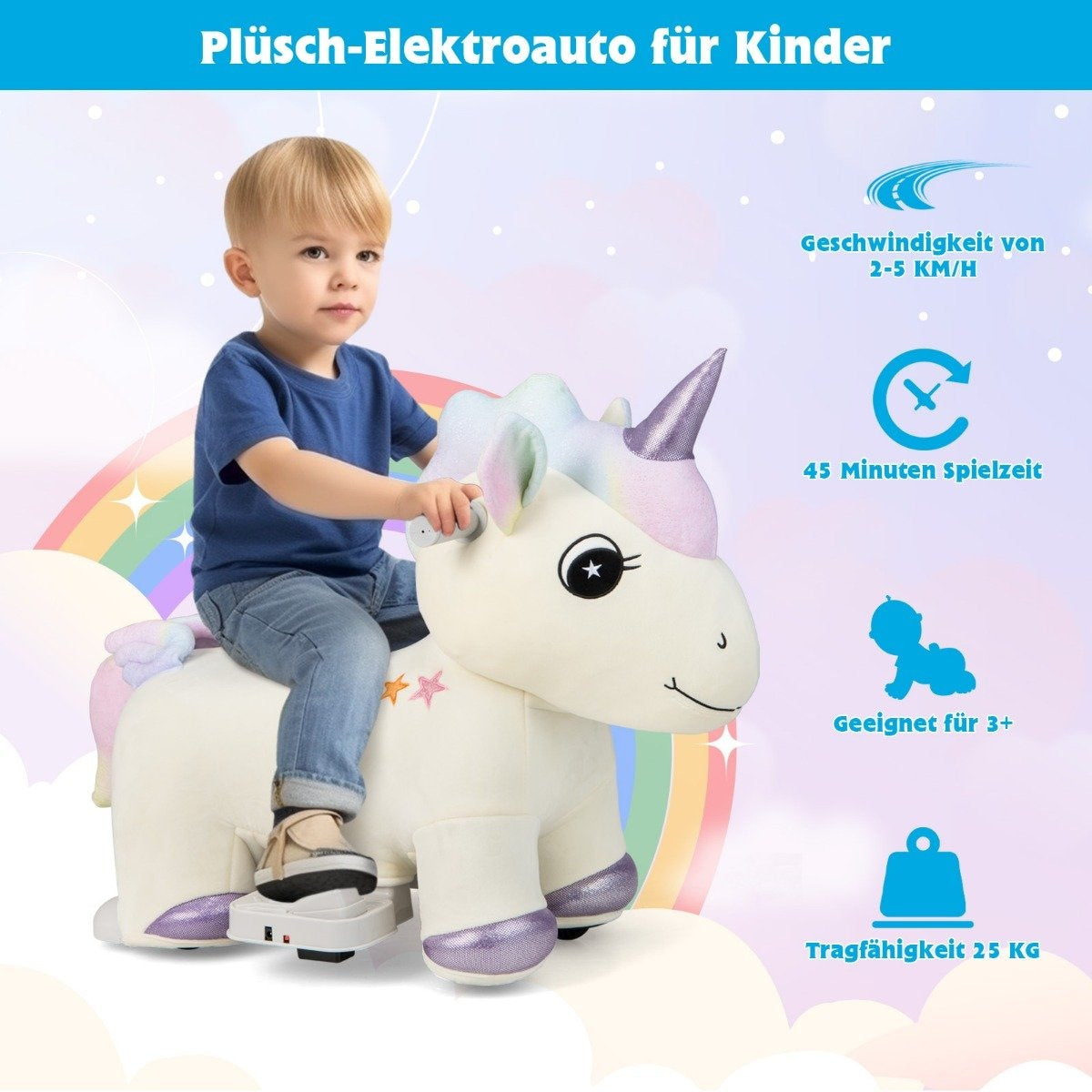 Electric ride-on toy in animal shape plush car toy car for children aged 3 and over beige