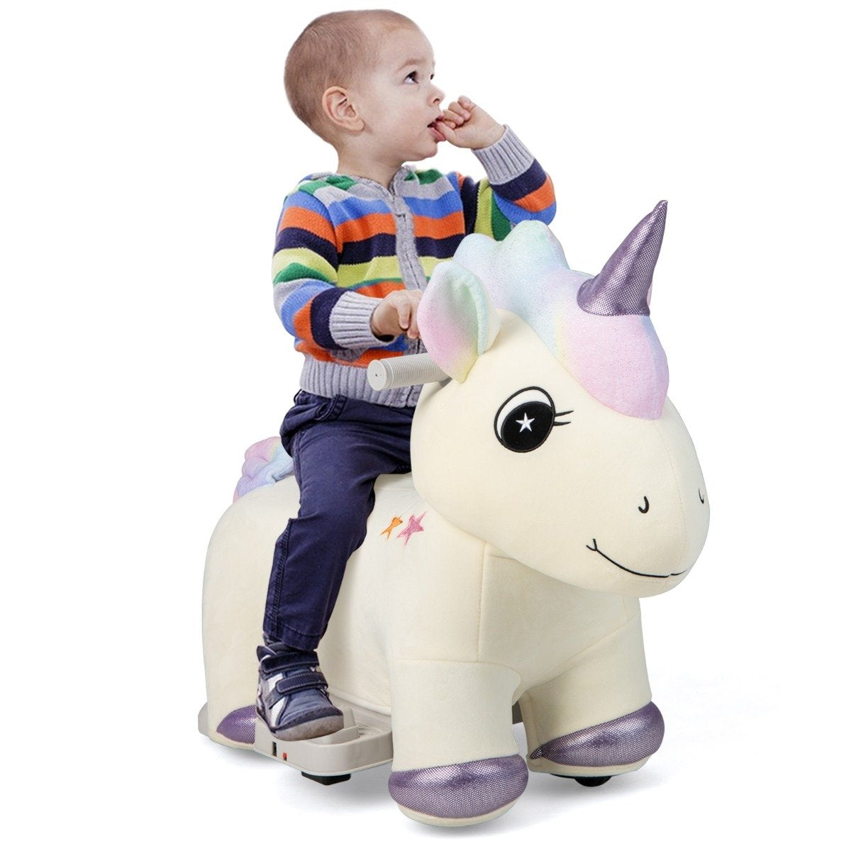 Electric ride-on toy in animal shape plush car toy car for children aged 3 and over beige