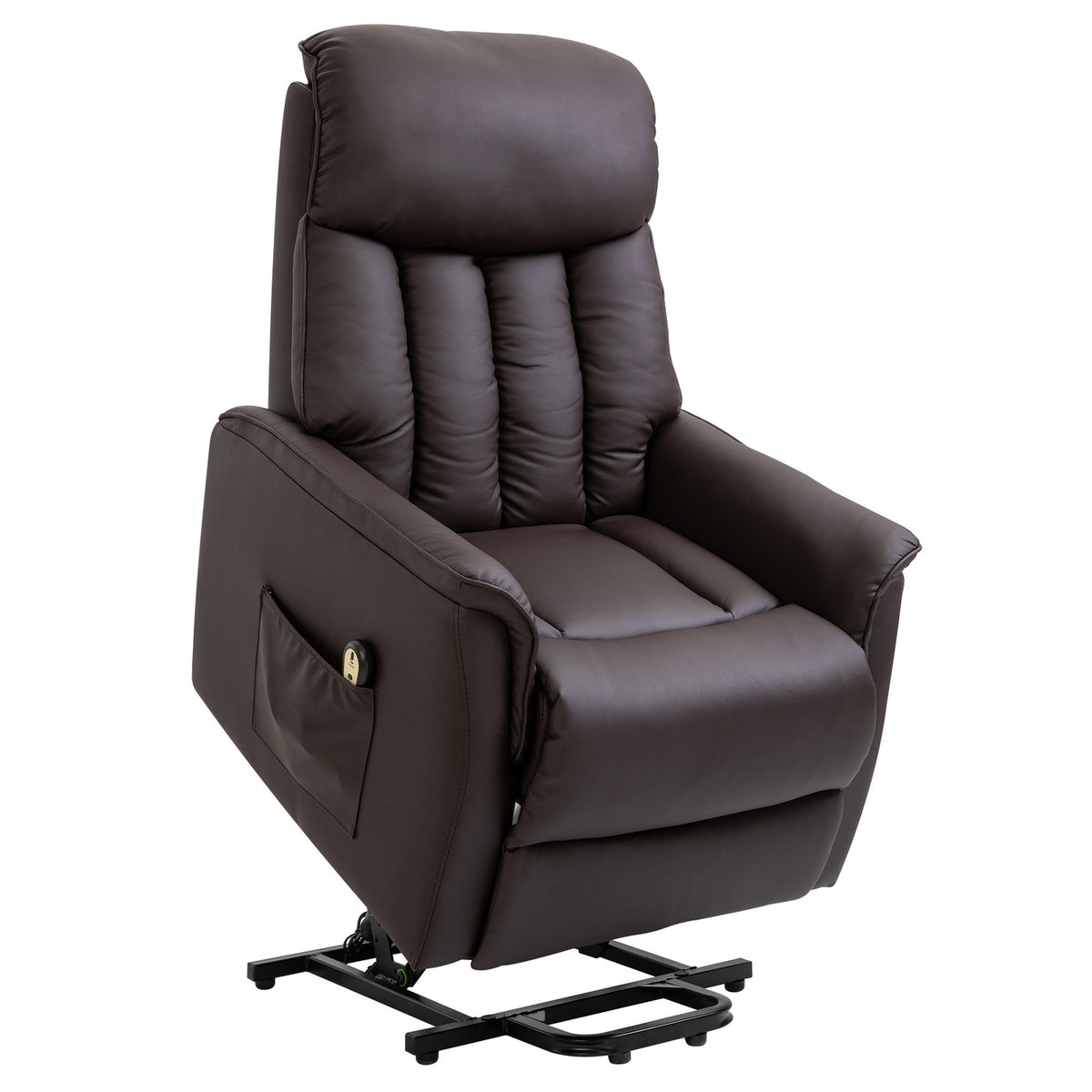Electric stand-up chair, TV chair with stand-up aid, relaxation chair with reclining function, faux leather, brown, 80 x 94 x 104 cm