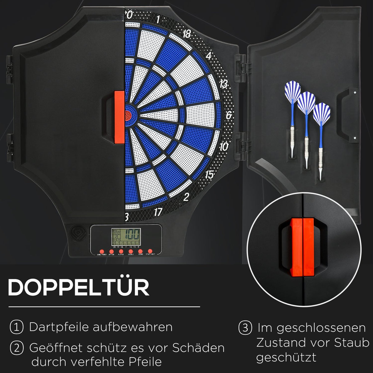 Electronic Dartboard Dartboard With 12 Darts, Replacement Tips, Dart Machine, Lcd Display, For 8 Players