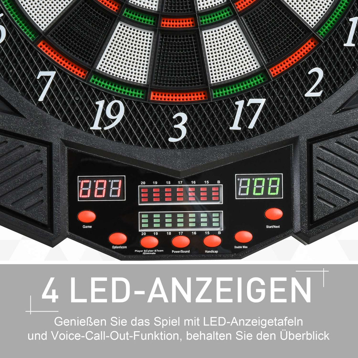 Electronic Dartboard Dartboard With Door Incl. 4 Led 216 Games 12 Arrows Up To 8 Players Abs + Pp 49 X 54.6 X 5.5 Cm