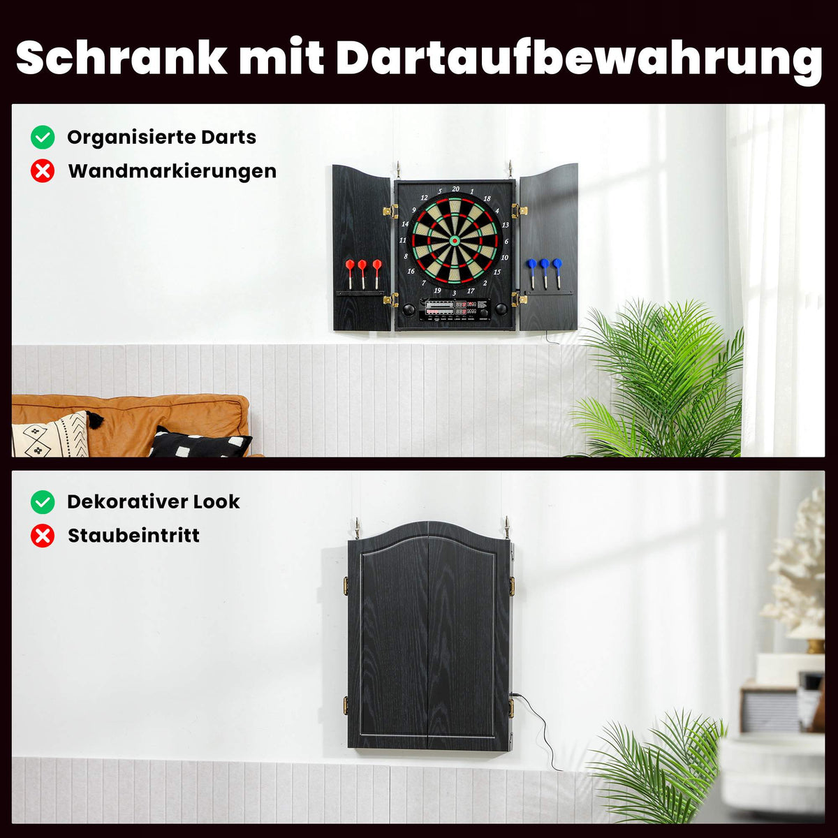 Electronic Dartboard with Cabinet, 25 Games, LED Display