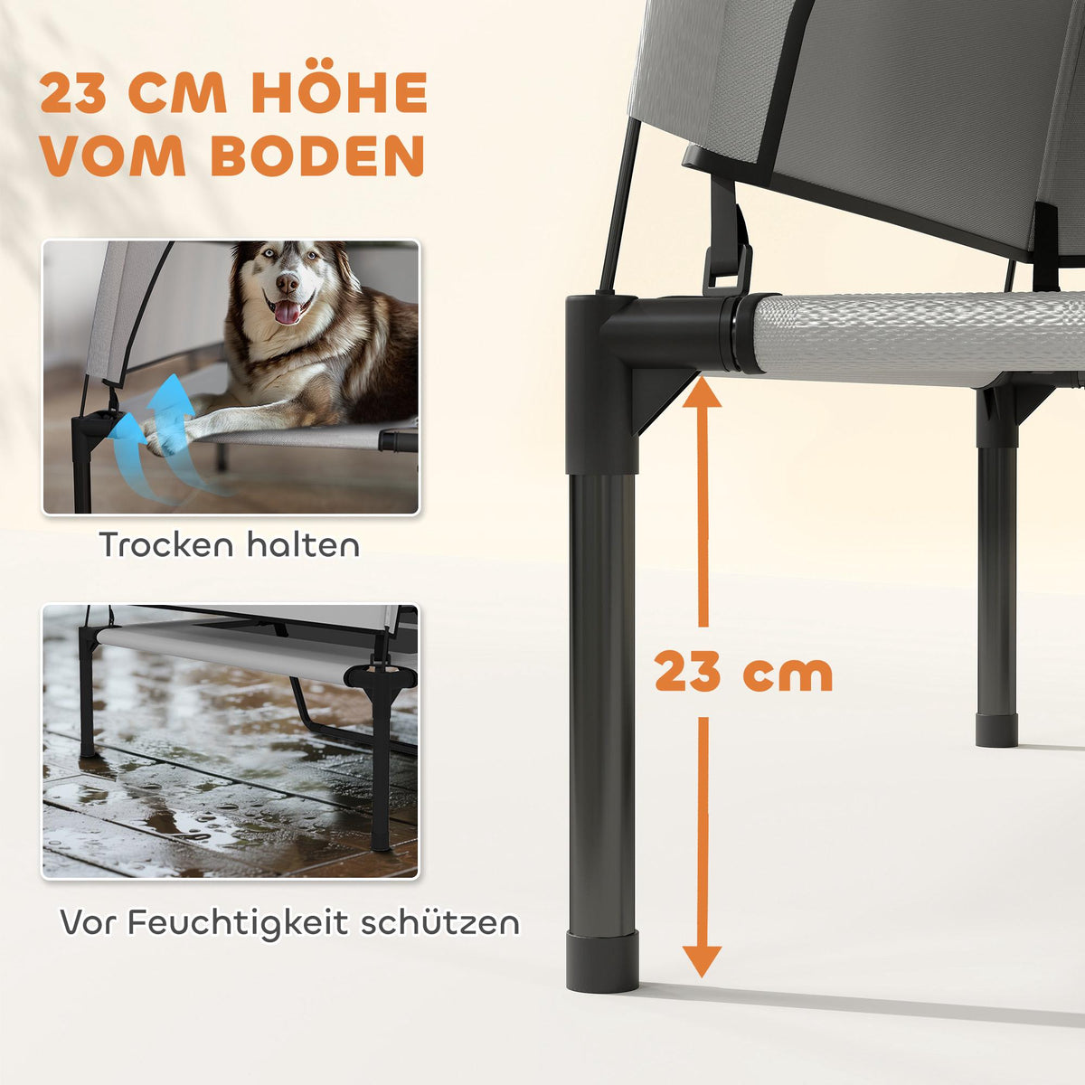 Elevated Dog Bed with Canopy, Breathable Mesh, Portable