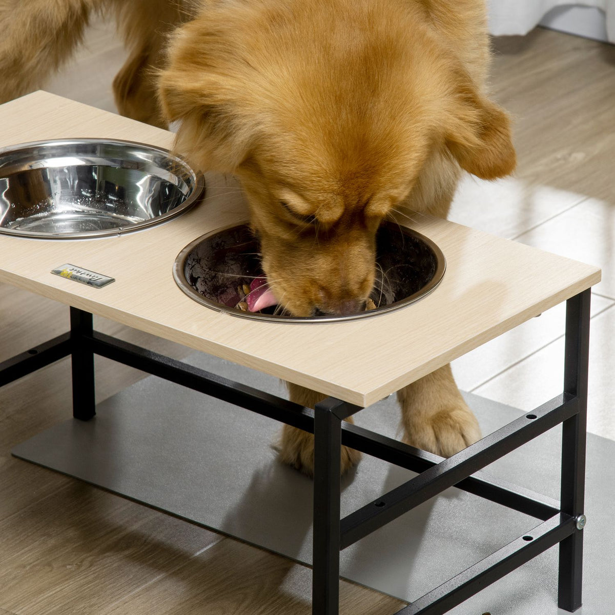 Elevated Dog Bowl Stainless Steel Feeding Bowl With Feeding Stand, Dog Mat, Adjustable For All Dogs