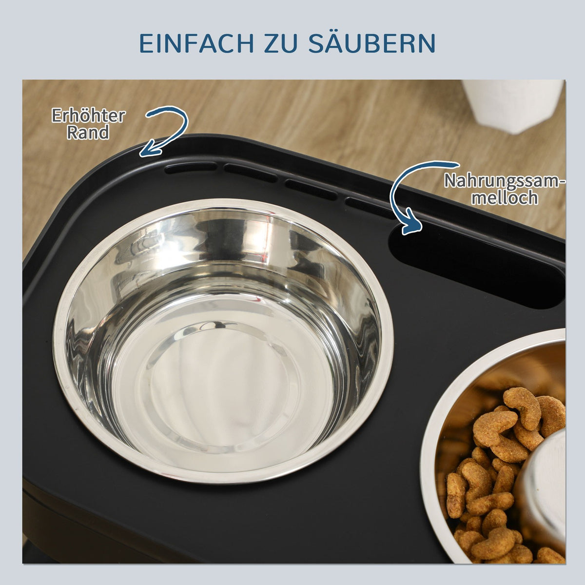Elevated Feeding Station Adjustable Feeding Bowl, Stainless Steel Dog Bowl, 2 Bowls With Stand