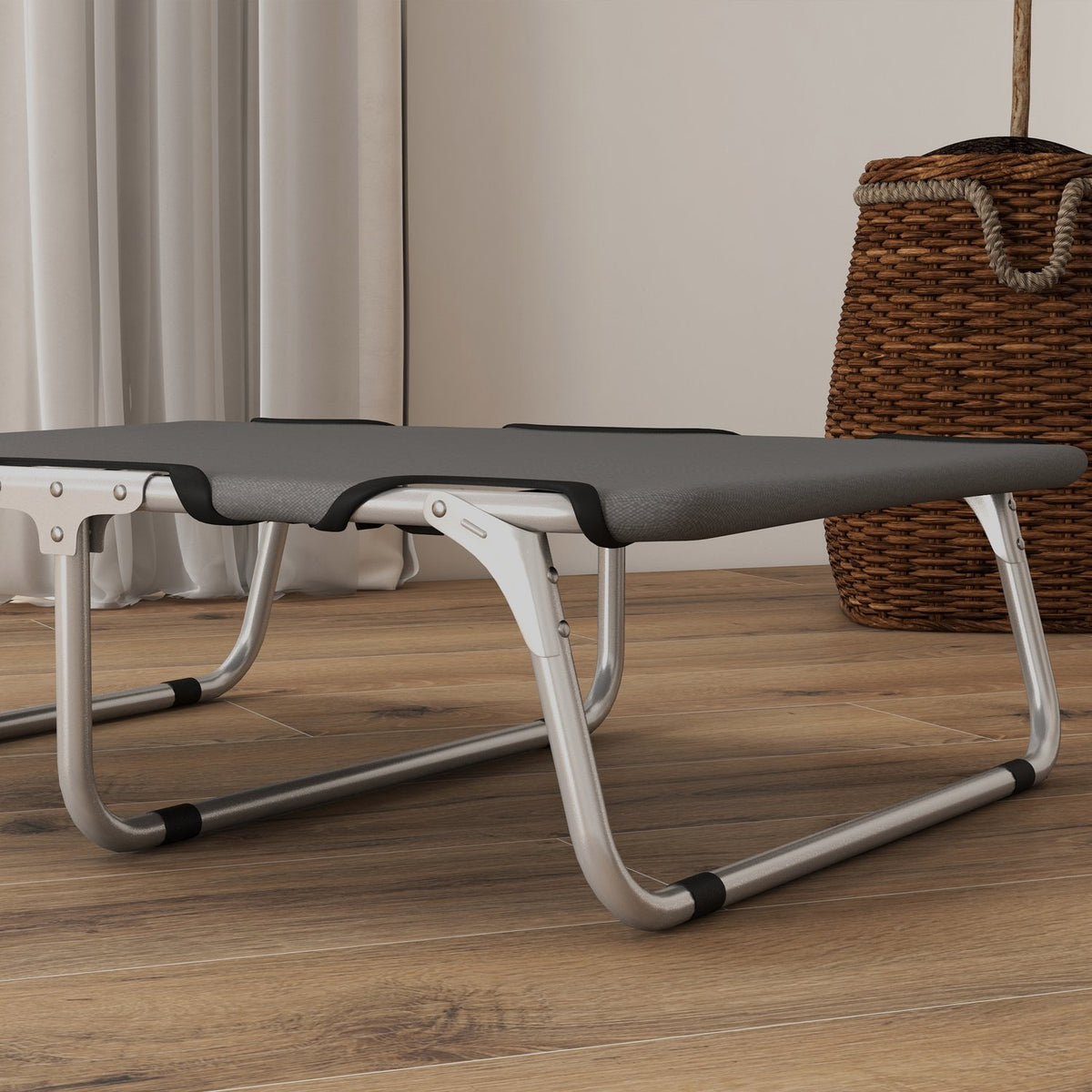 Elevated dog bed, outdoor pet bed, dog lounger for small dogs up to 10 kg, Oxford, gray 71 x 58 x 20 cm