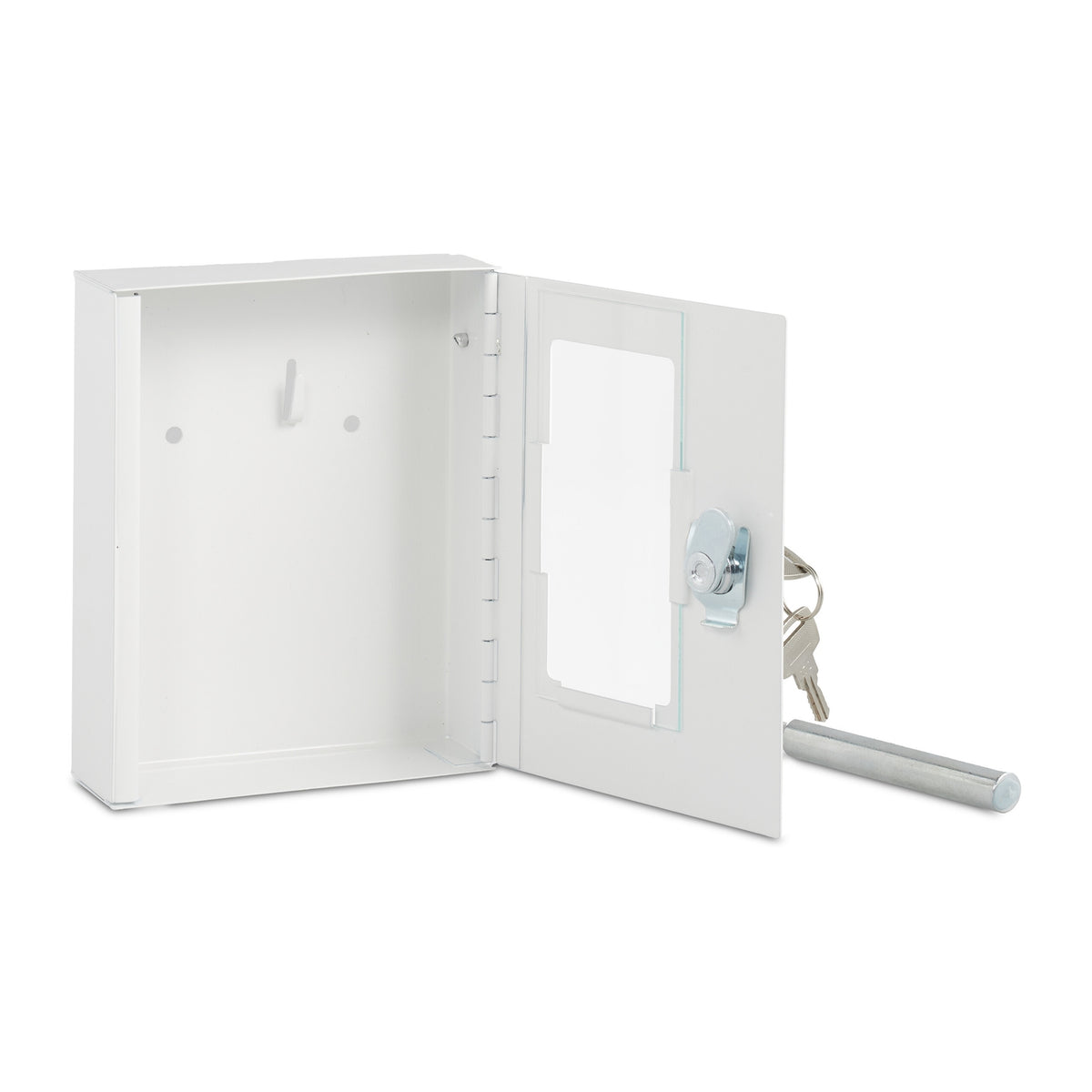 Emergency Key Box with Hammer – White, Wall-Mounted