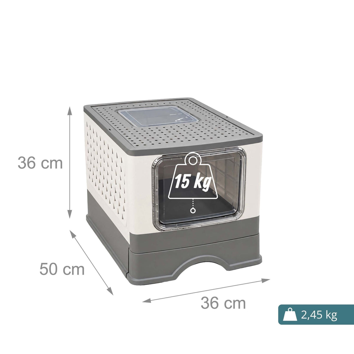 Enclosed Cat Litter Tray with Drawer, Foldable Design