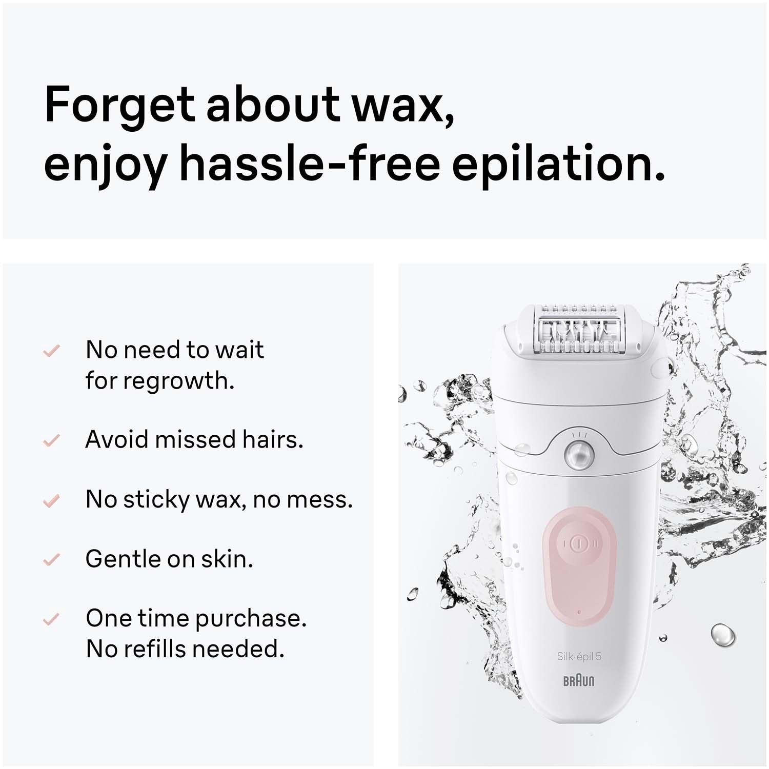 Epilator Wet & Dry, Long-Lasting Smooth Skin, Cordless