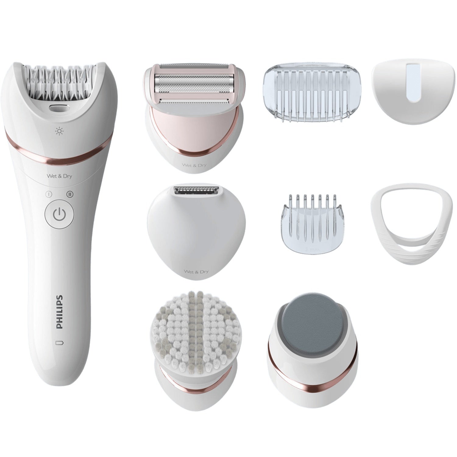 Epilator for wet and dry epilation 9 accessories BRE740