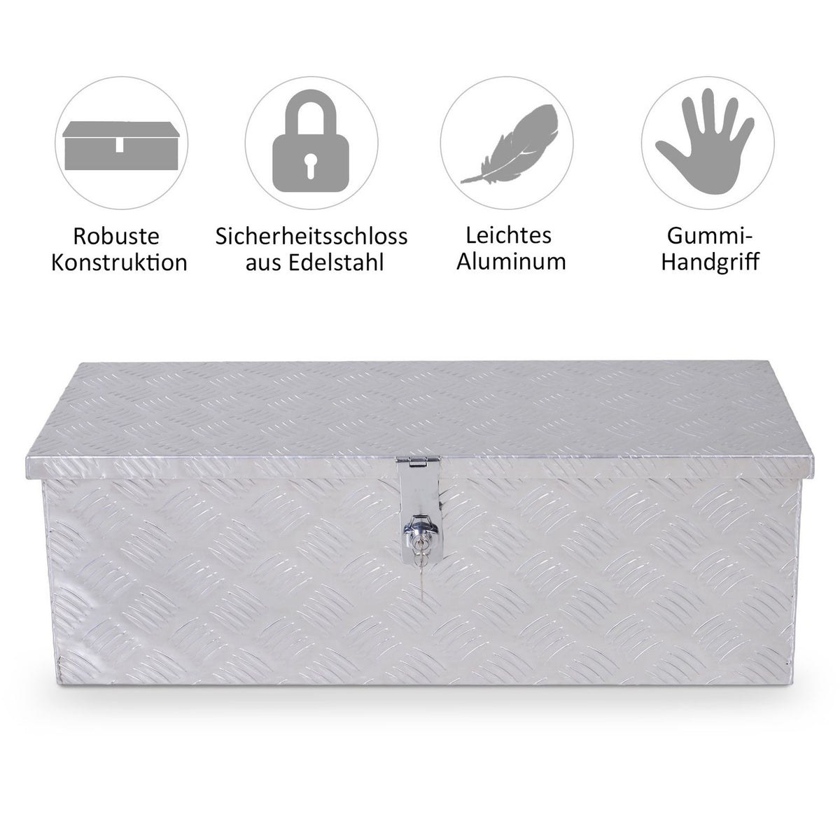 Equipment Box, Tool Box, Drawbar Box, Transport Box, Aluminum Box, Aluminum Box, Silver, 76X33X25Cm