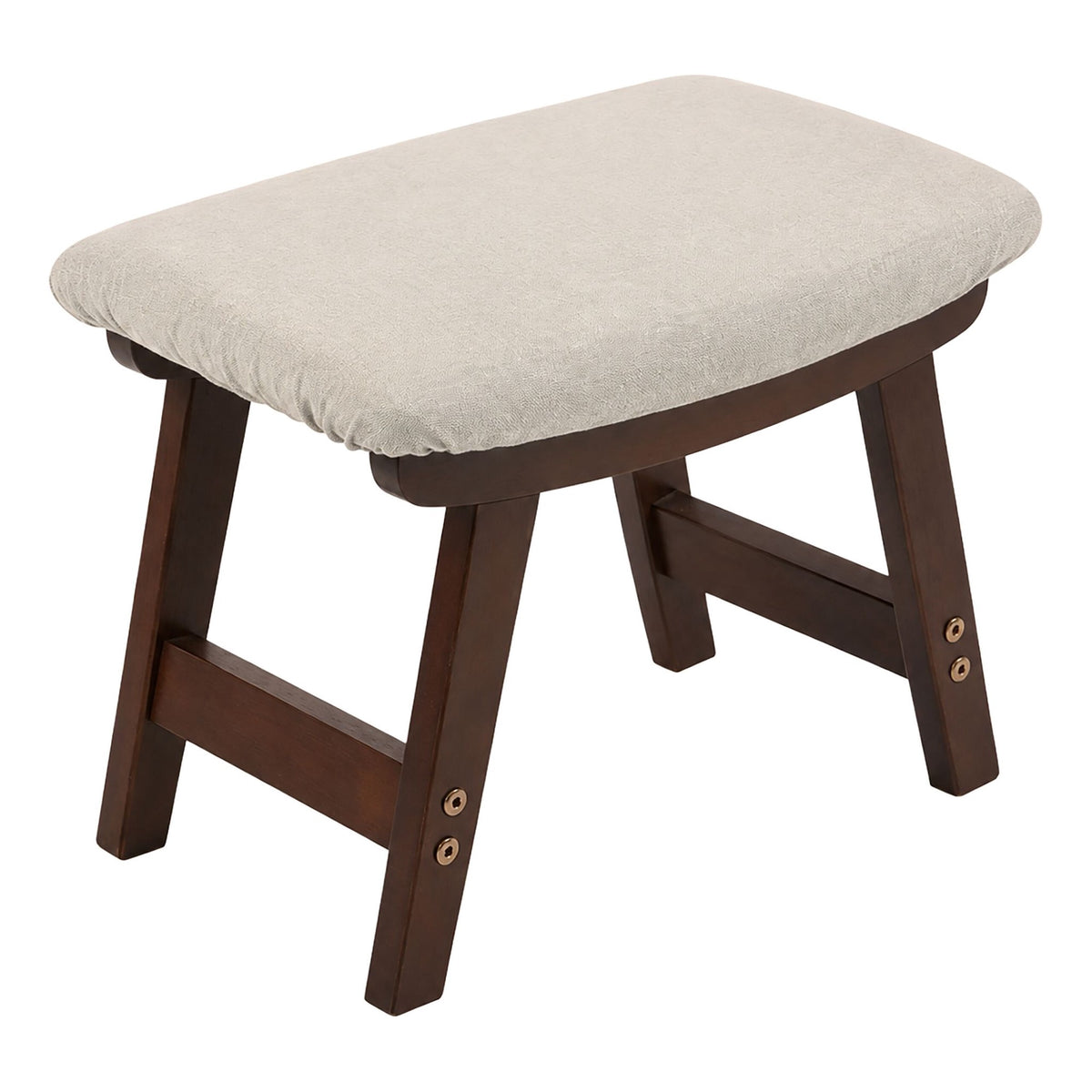 Ergonomic Beige Footstool, Beech Wood & Linen Upholstery
