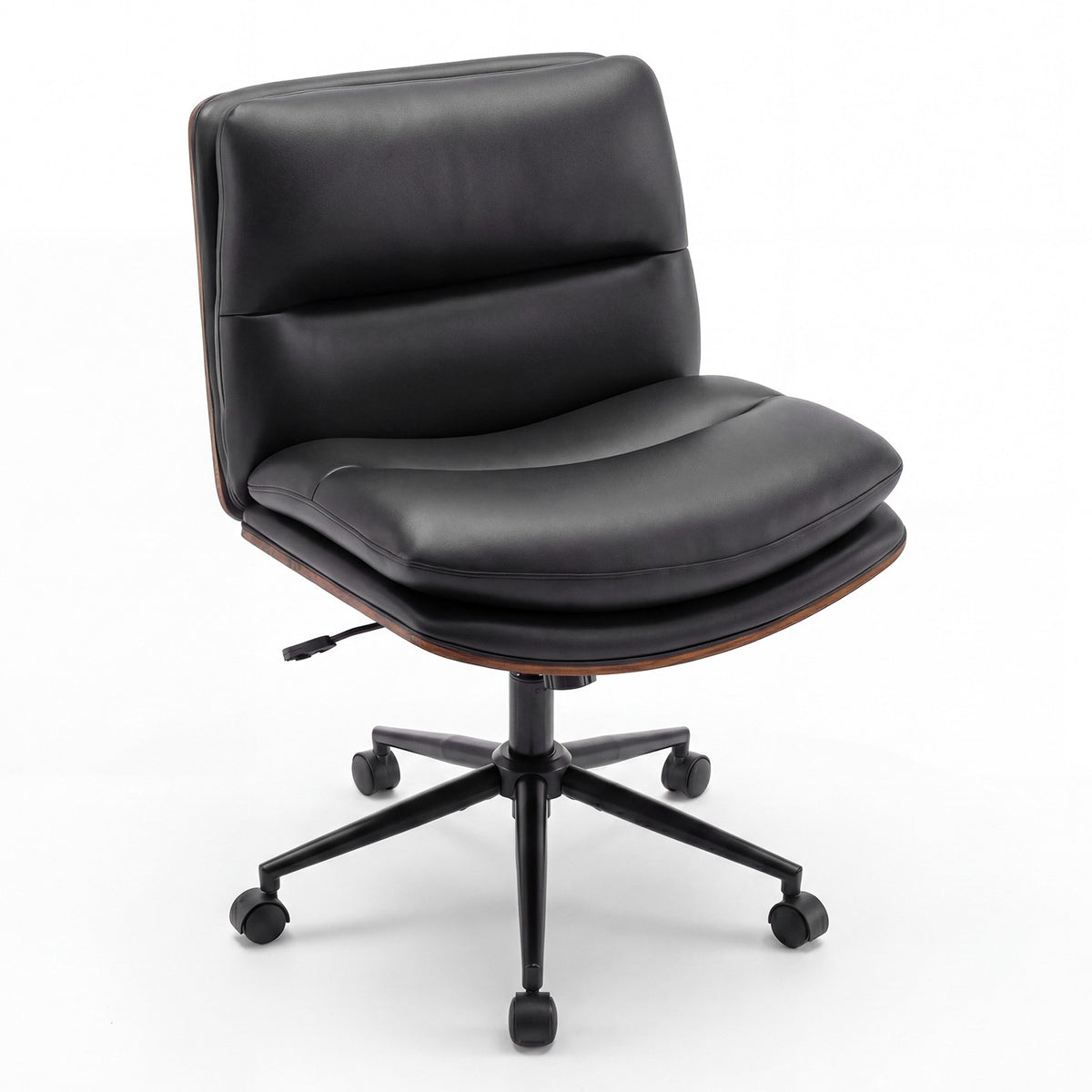 Ergonomic Black Desk Chair with Wheels, No Armrests