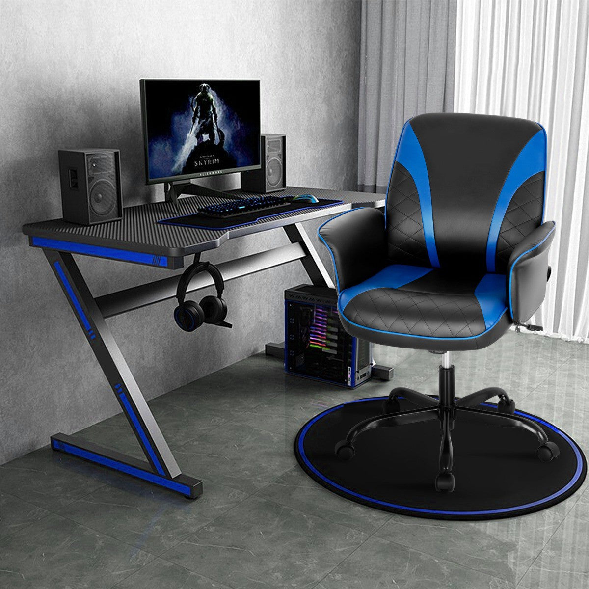 Ergonomic Gaming Chair, Height Adjustable, PVC Leather