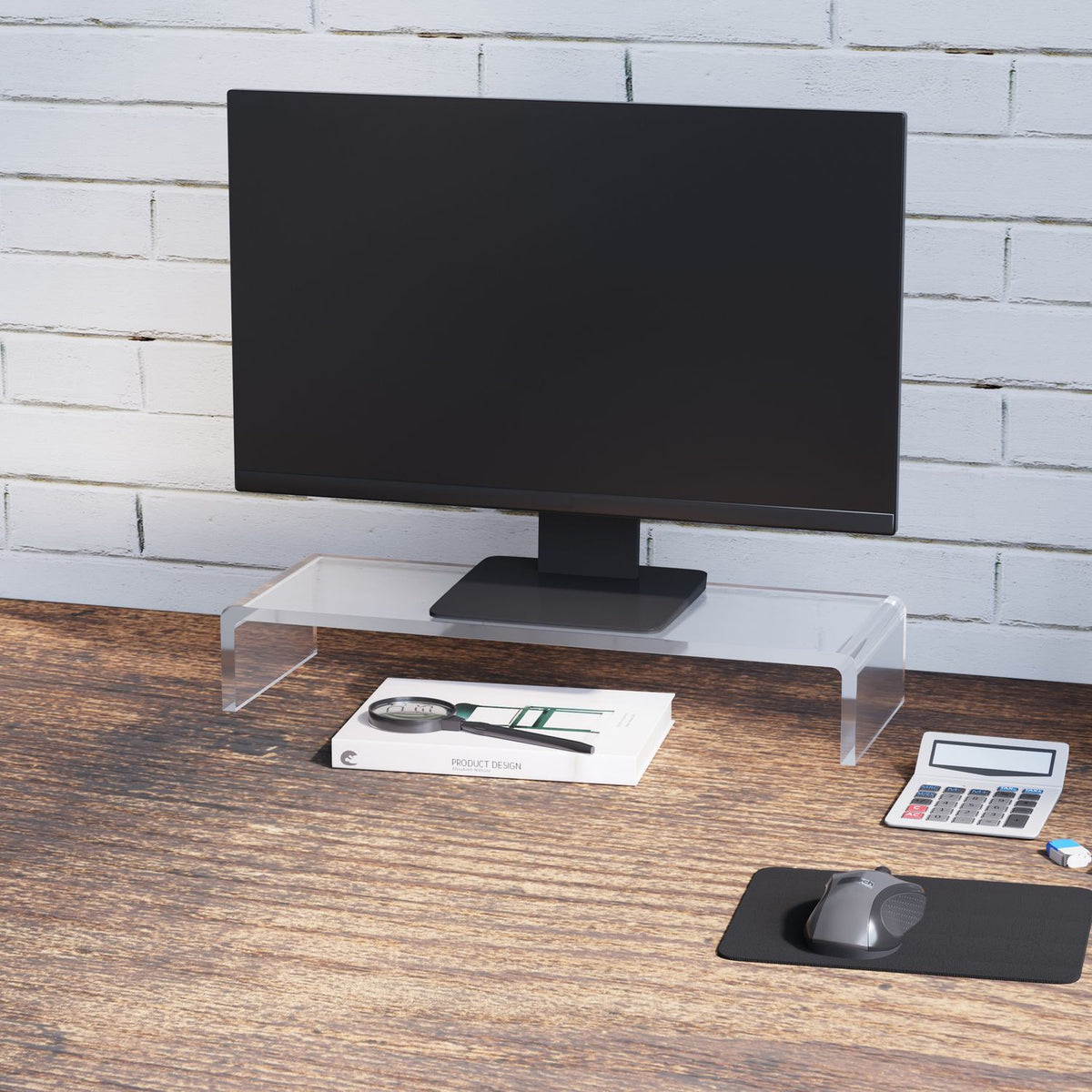 Ergonomic Monitor Stand Acrylic Screen Stand For Laptop, Computer, Notebook, Transparent, 53X19X9Cm