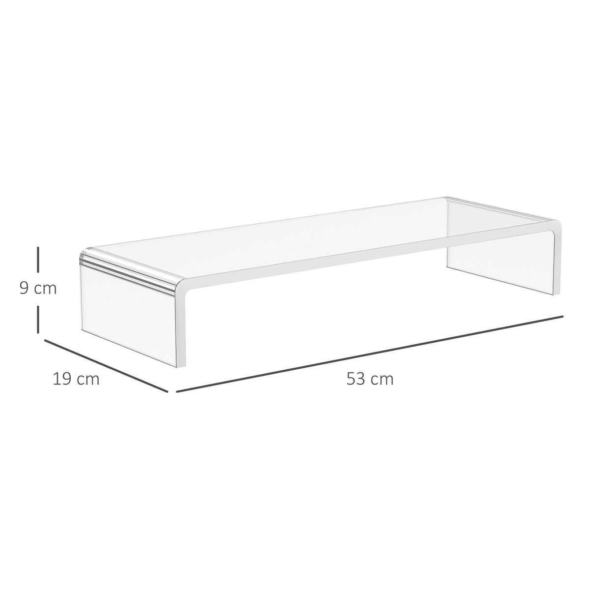 Ergonomic Monitor Stand Acrylic Screen Stand For Laptop, Computer, Notebook, Transparent, 53X19X9Cm