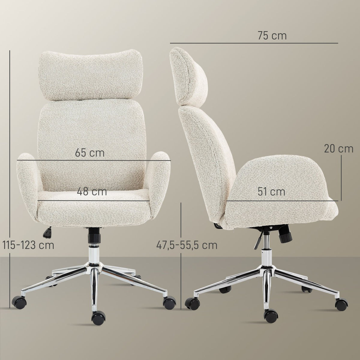 Ergonomic Office Chair, Adjustable Headrest, Tilt, Gray-White