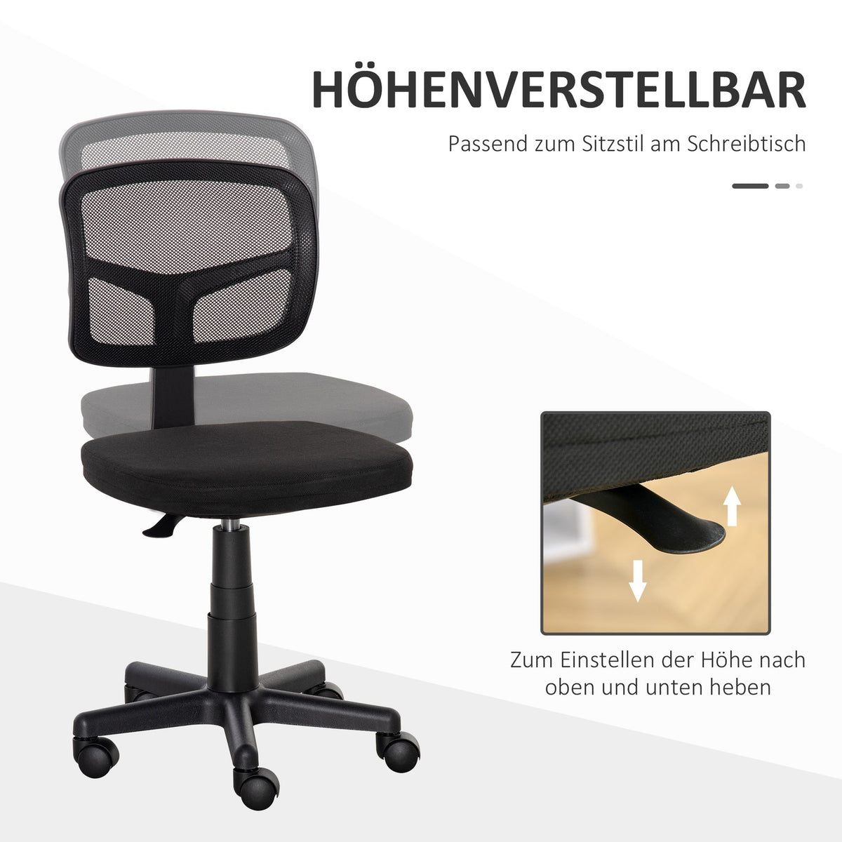Ergonomic Office Chair, Adjustable Height, Black Mesh