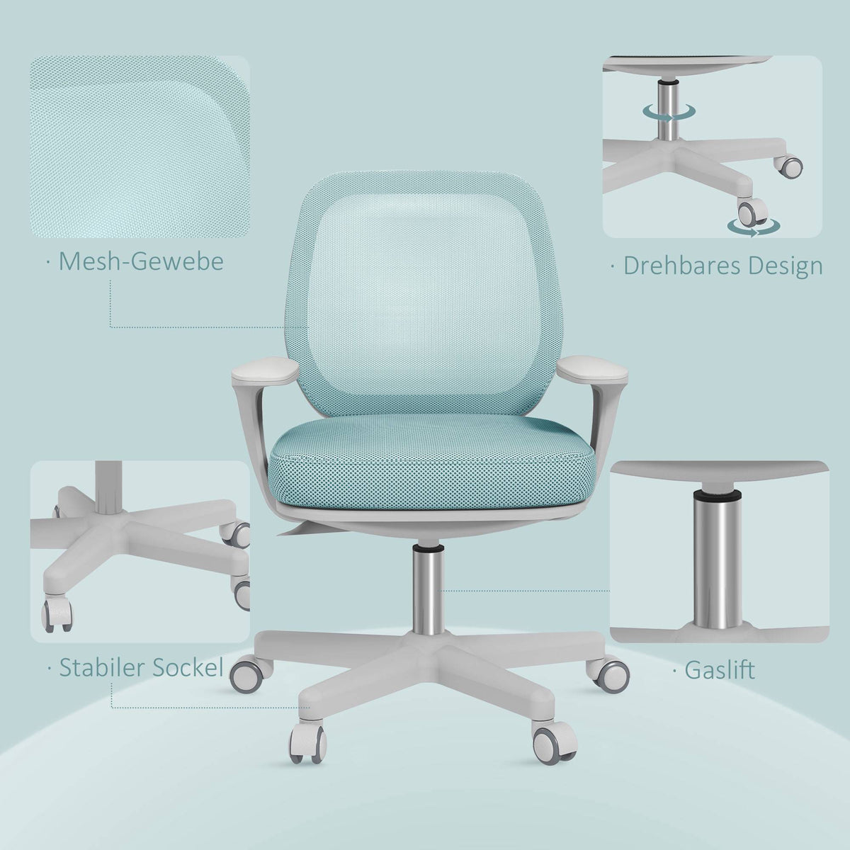 Ergonomic Office Chair, Adjustable Height, Green, 360 Swivel