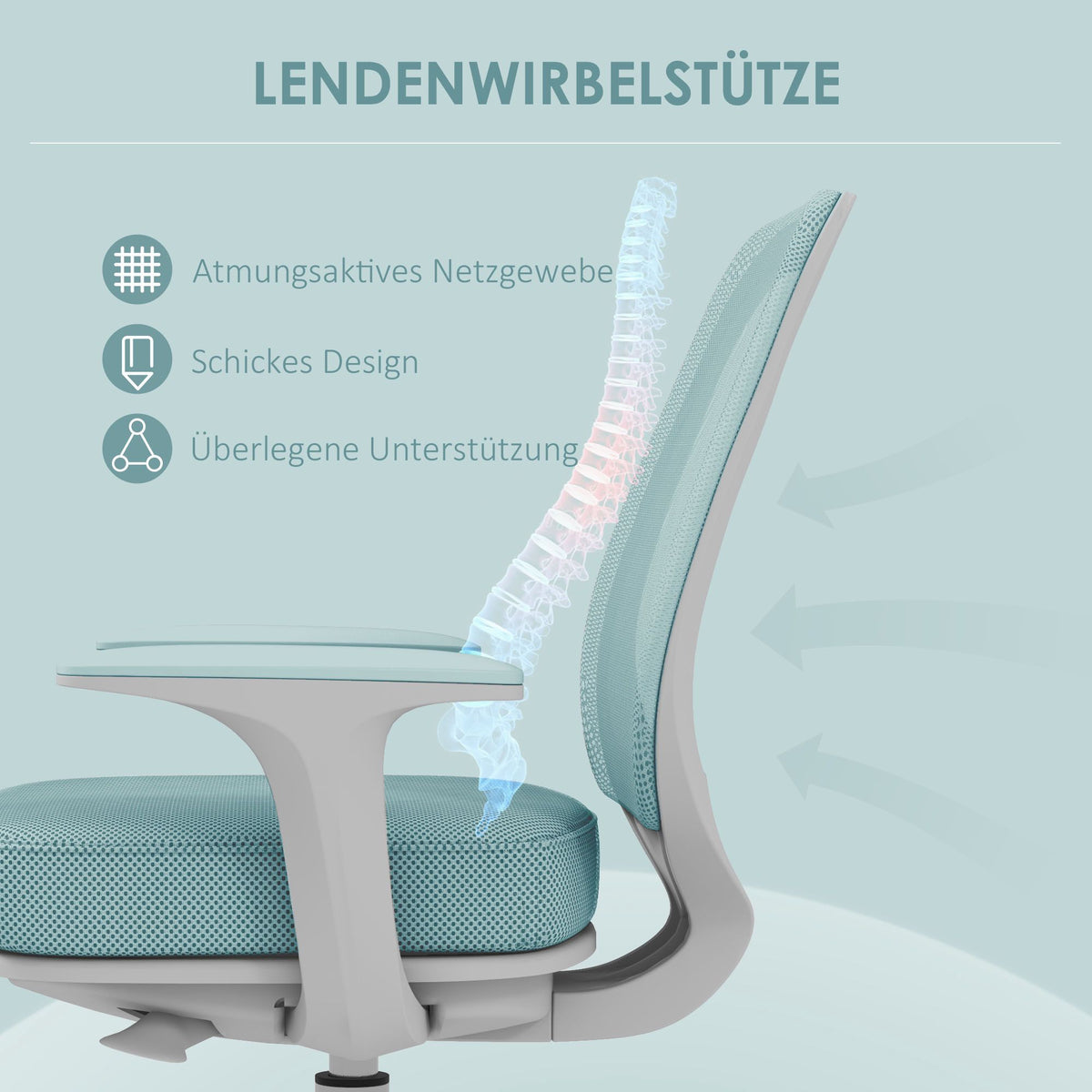 Ergonomic Office Chair, Adjustable Height, Green, 360 Swivel