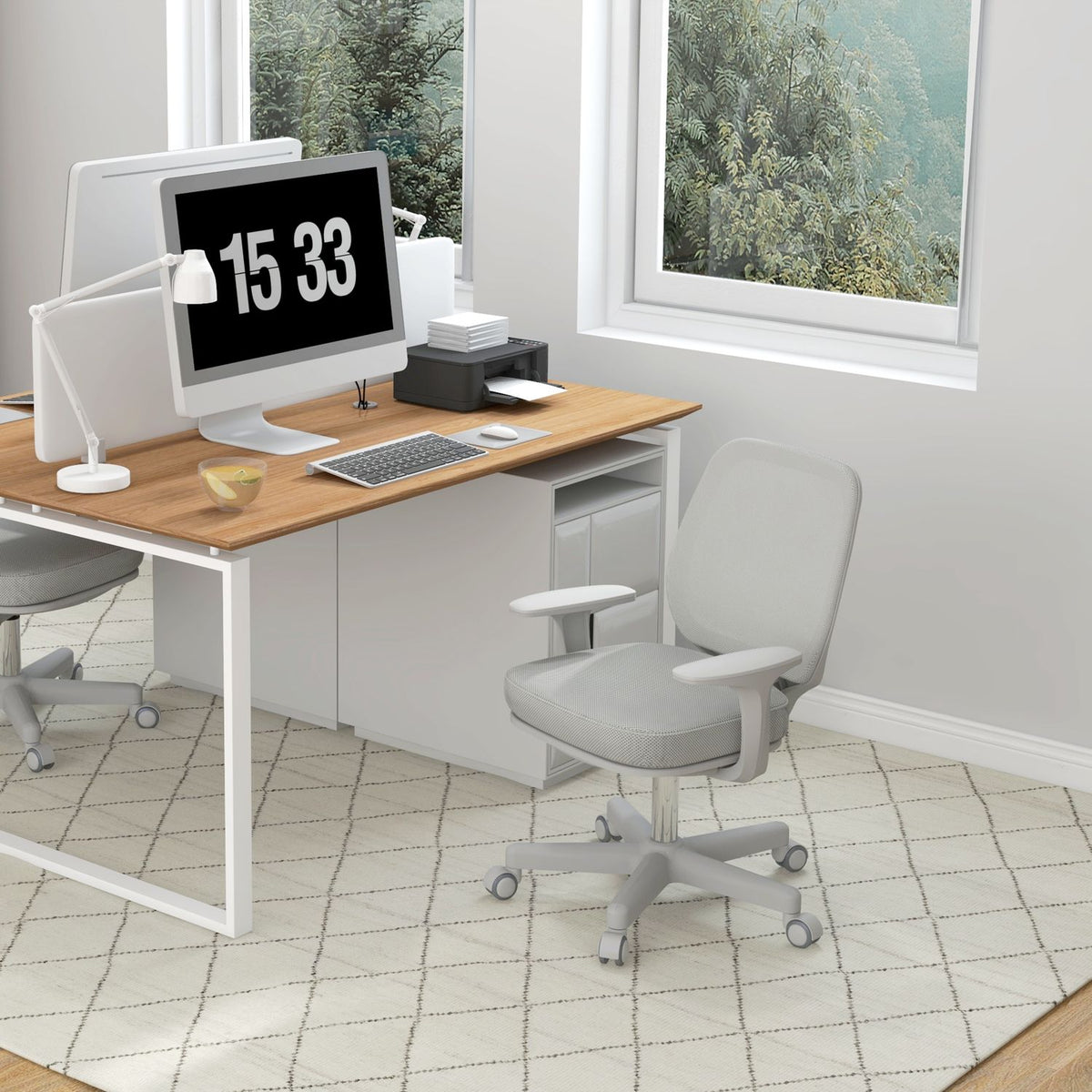 Ergonomic Office Chair, Adjustable Height, Grey, 360° Swivel