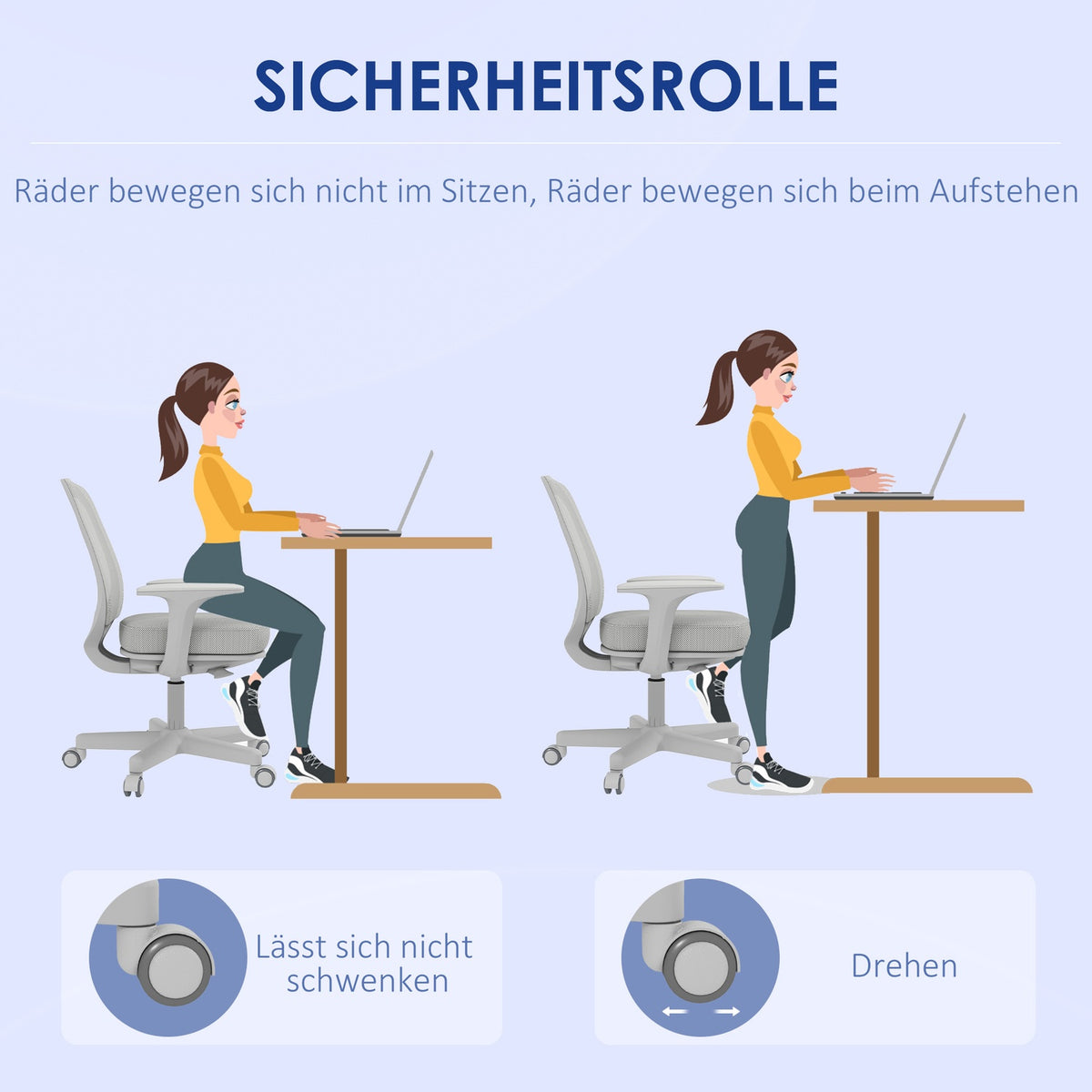 Ergonomic Office Chair, Adjustable Height, Grey, 360° Swivel