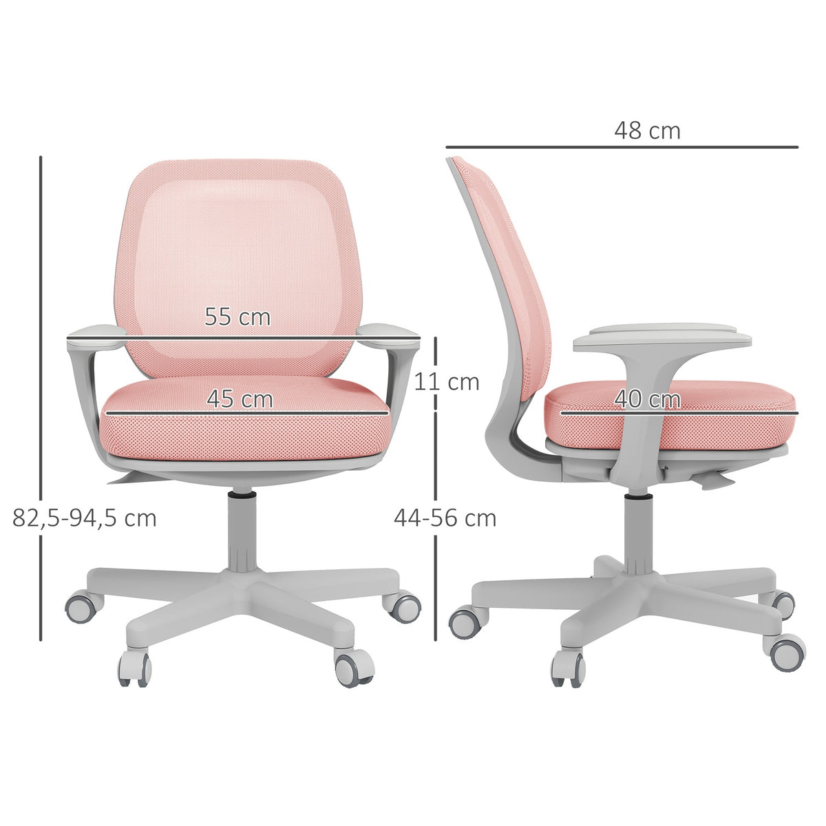 Ergonomic Office Chair, Adjustable Height, Pink, 360° Swivel