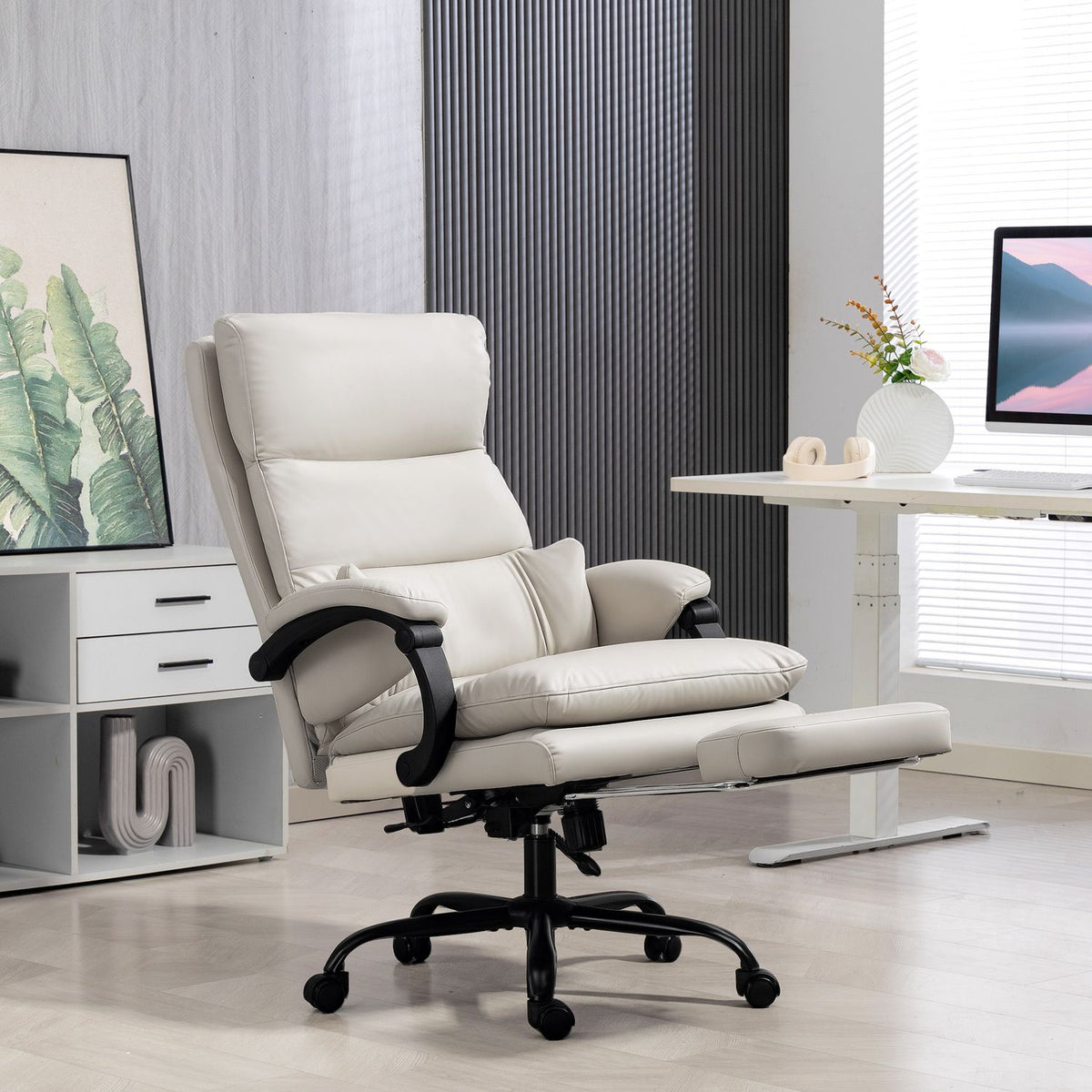 Ergonomic Office Chair, Adjustable, Lumbar Support, Light Grey