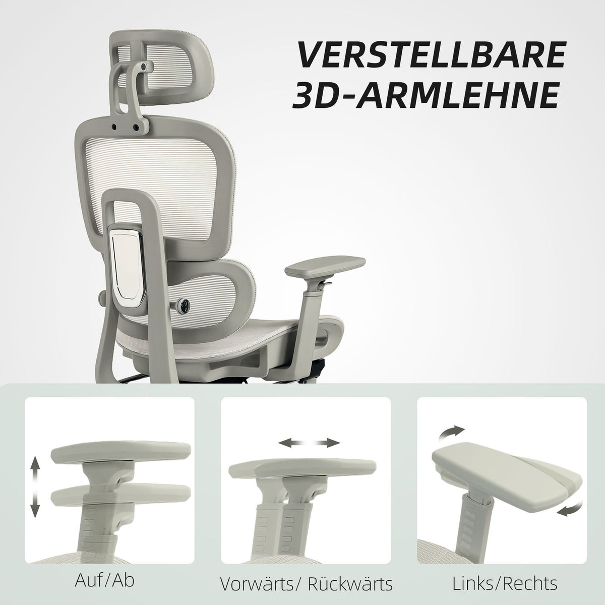 Ergonomic Office Chair, Adjustable Mesh, Armrests, Beige