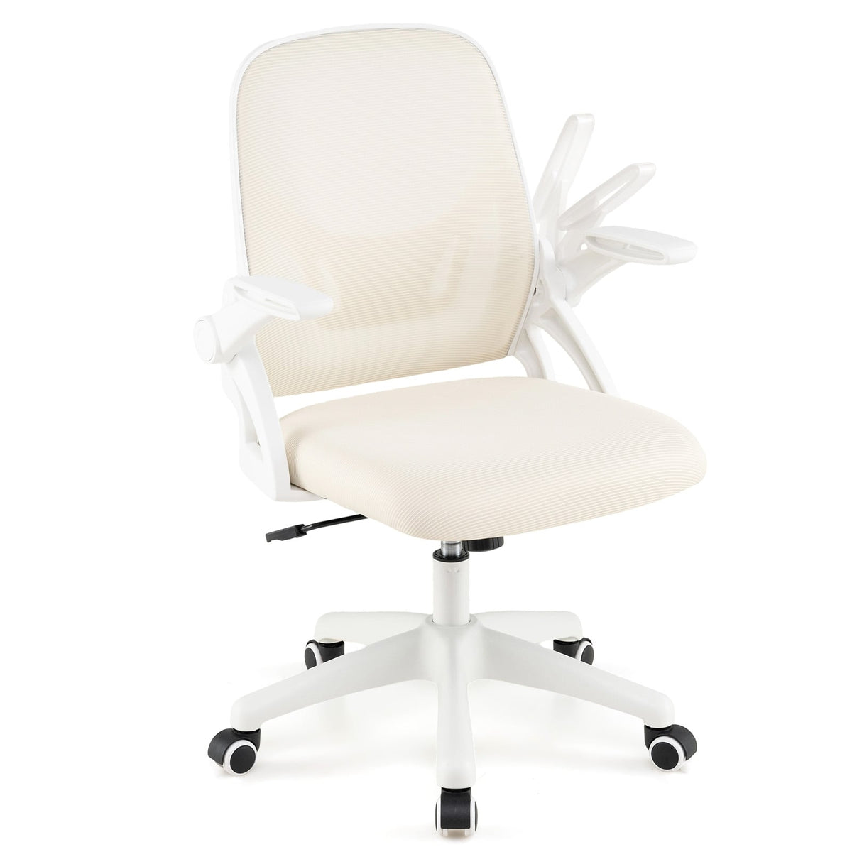 Ergonomic Office Chair, Beige, Folding Arms, Lumbar Support