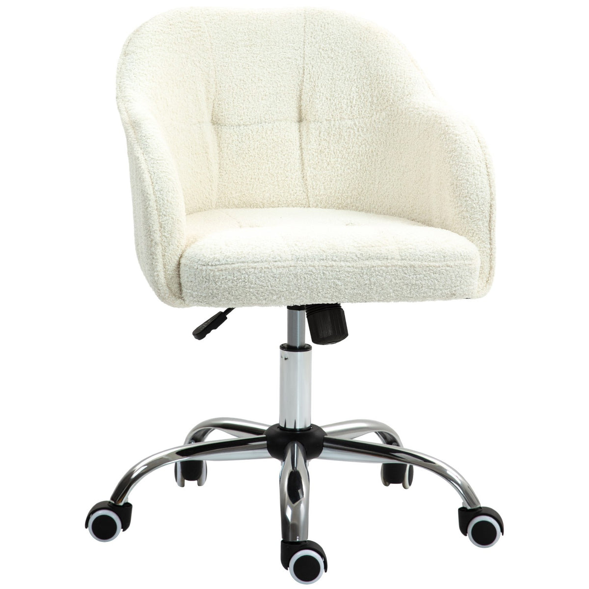 Ergonomic Office Chair, Cream White Teddy Fleece, Adjustable Height