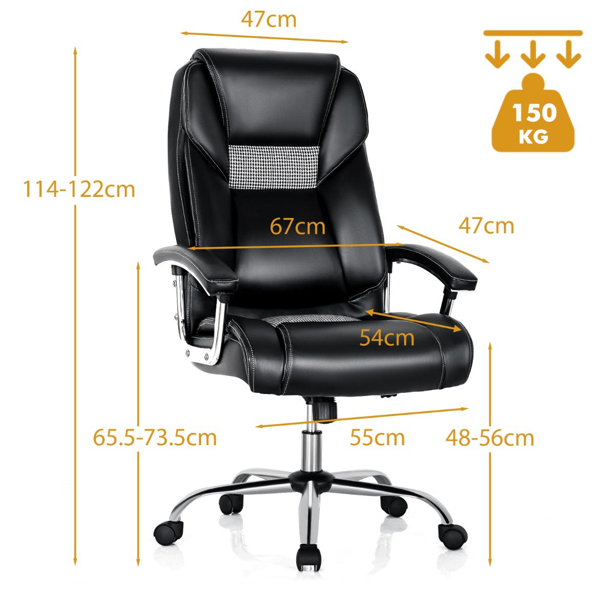 Ergonomic Office Chair – High Back, Padded Arms, Swivel, Black