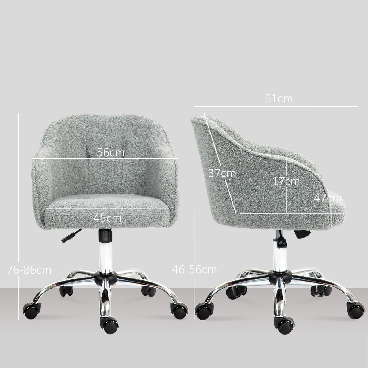 Ergonomic Office Chair, Teddy Fleece, Adjustable Height